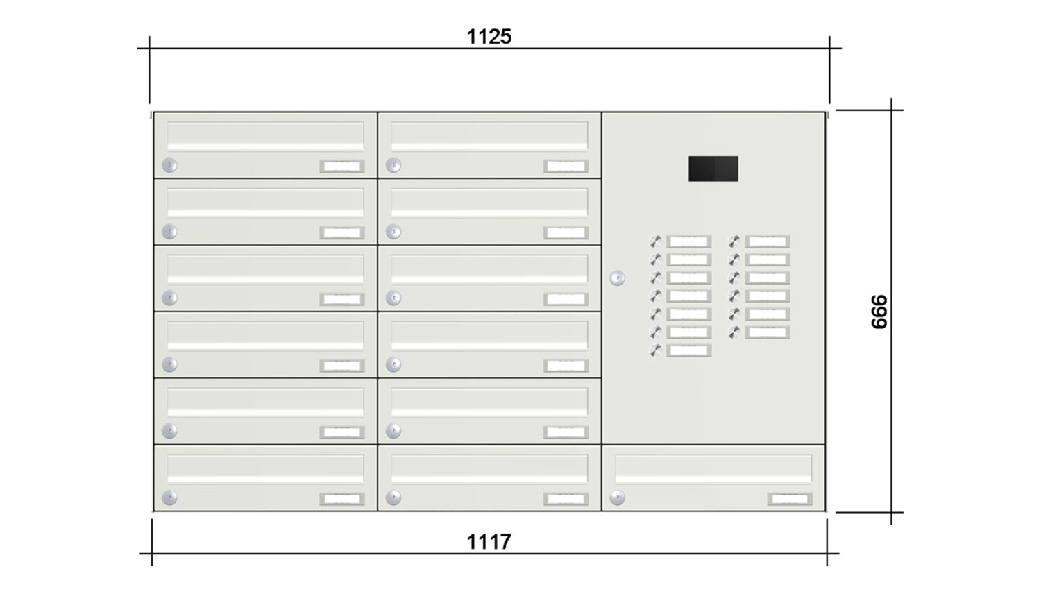 Briefkastenanlage | Aufputz | 13-fach | Waagerecht | Audio | Video | Farbe
