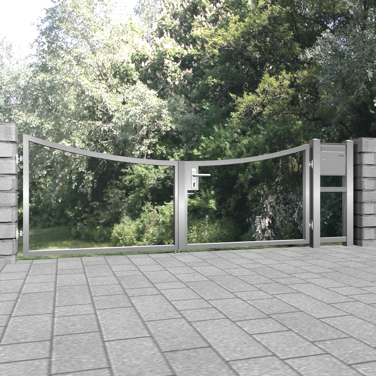 Tuinpoort roestvrij staal 2-vleugelig eigen invulling, UB, BK