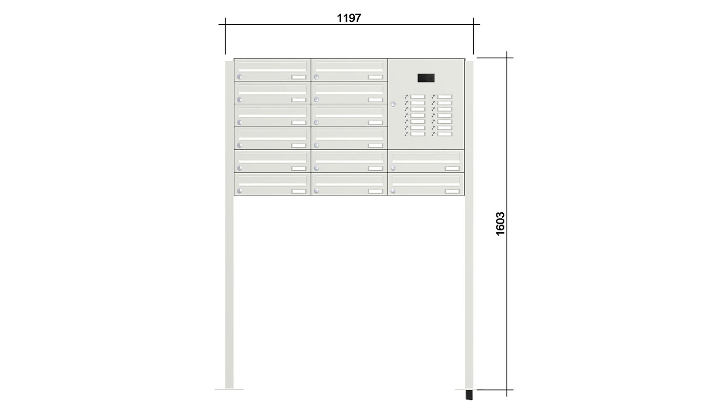 Briefkastenanlage | Freistehend | 14-fach | Waagerecht | Audio | Video | Farbe