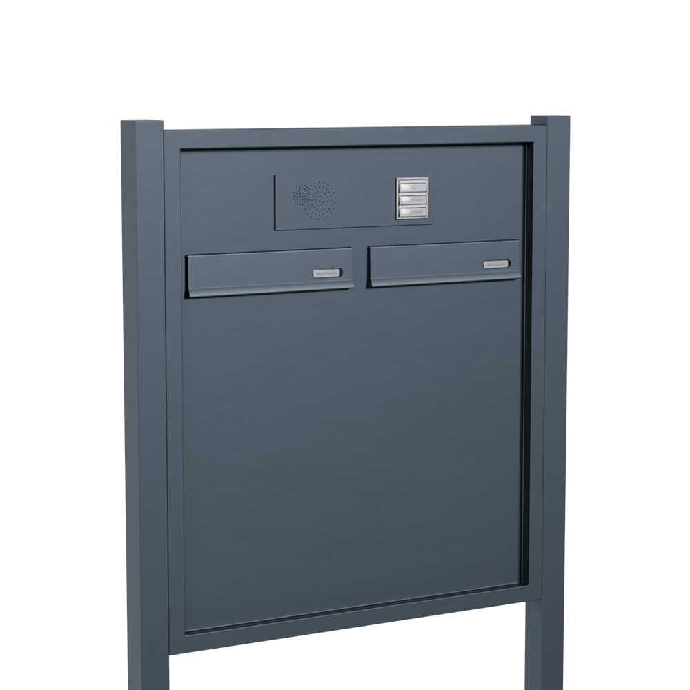 Standbriefkasten Aluminium mit 2 Briefkästen horizontal