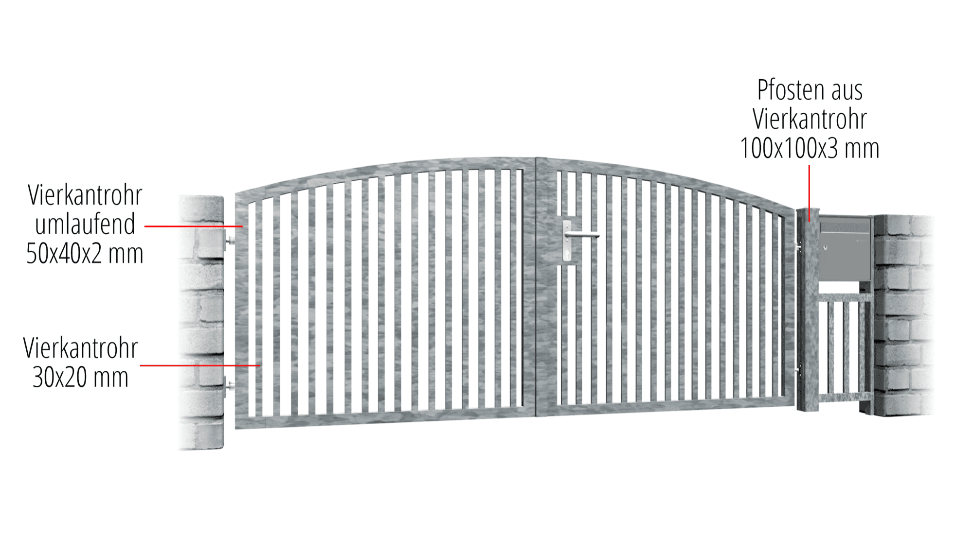 Verzinkte tuinpoort 2-vleugelig massief, OB, BK