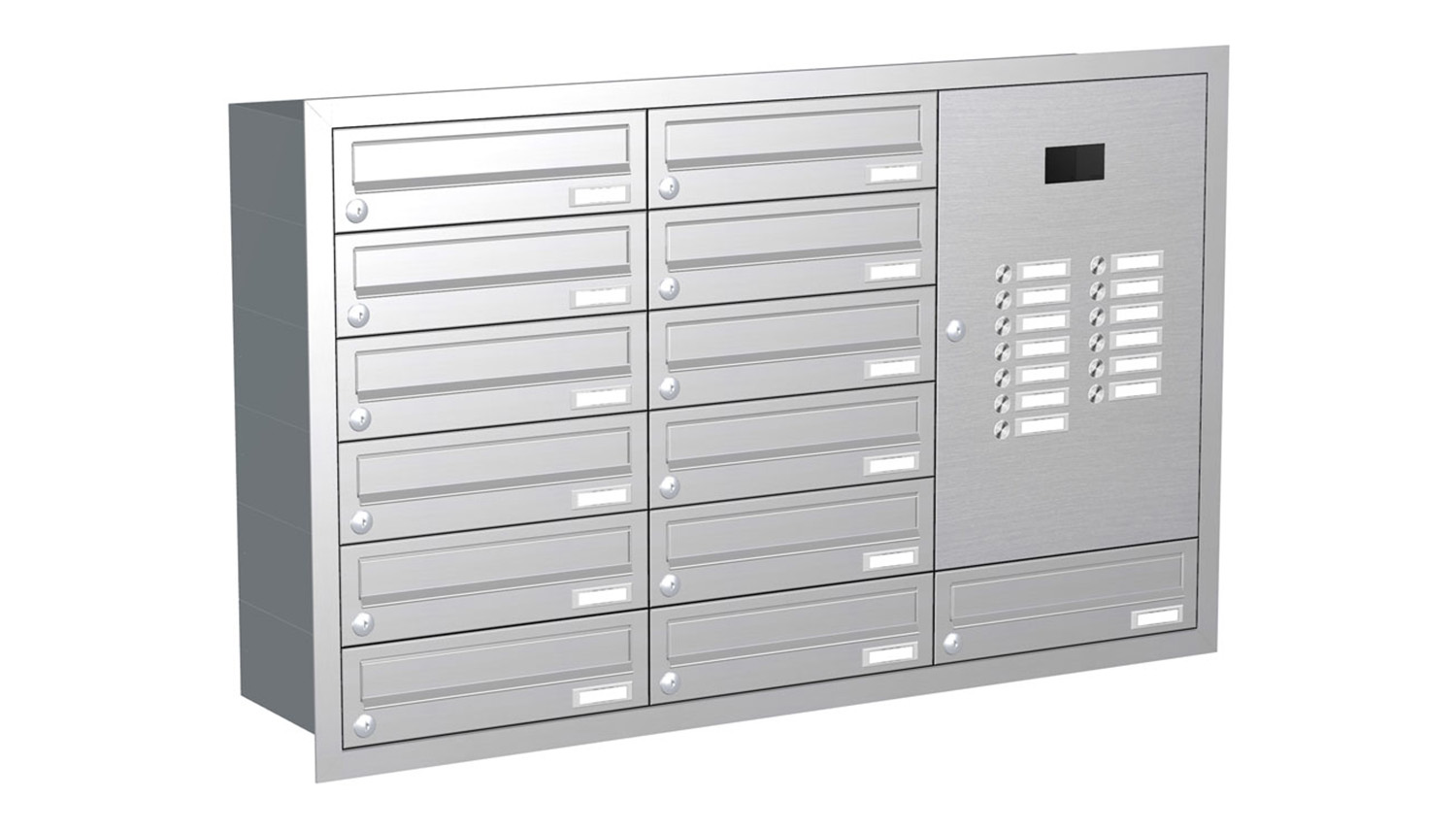 Briefkastenanlage | Unterputz | 13-fach | Waagerecht | Audio | Video | Edelstahl