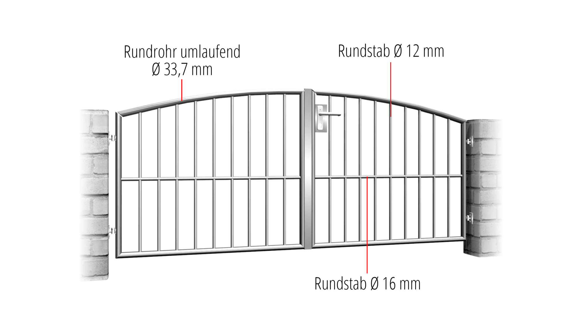 Tuinpoort roestvrij staal 2-vleugelig verticaal spijl, OB