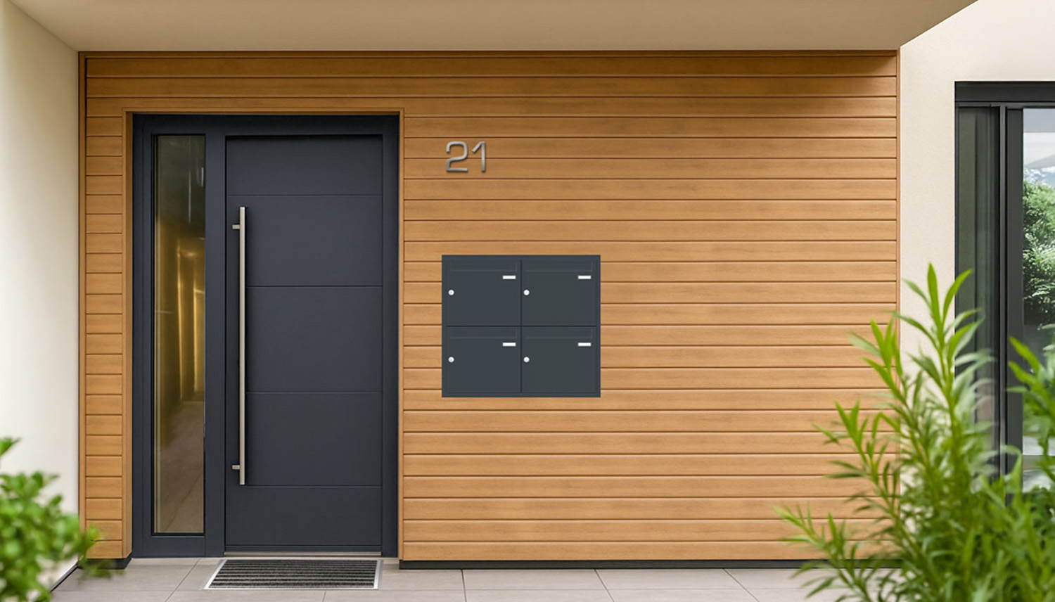 Briefkastenanlage | Unterputz | 4-fach | Senkrecht | Farbe