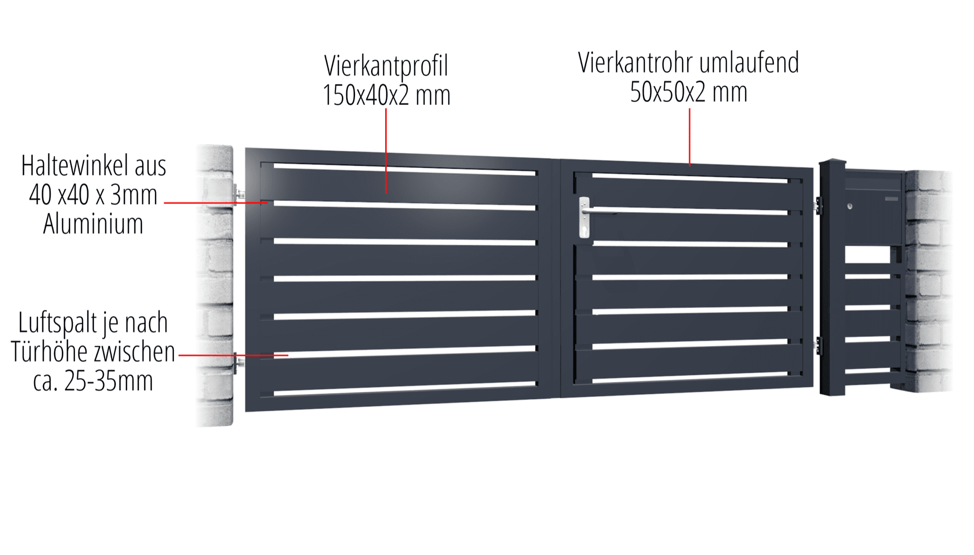 Tuinpoort aluminium 2-vleugelig privacyscherm KSB, GE, BK