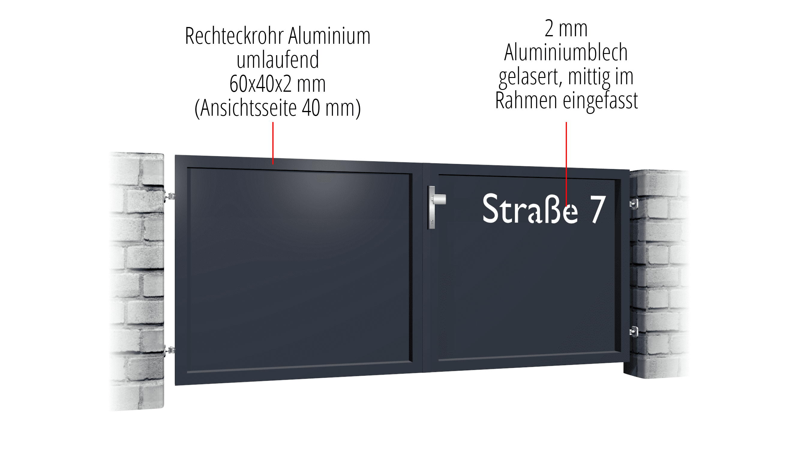 Tuinpoort aluminium 2-vleugelig privacyscherm STR, GE