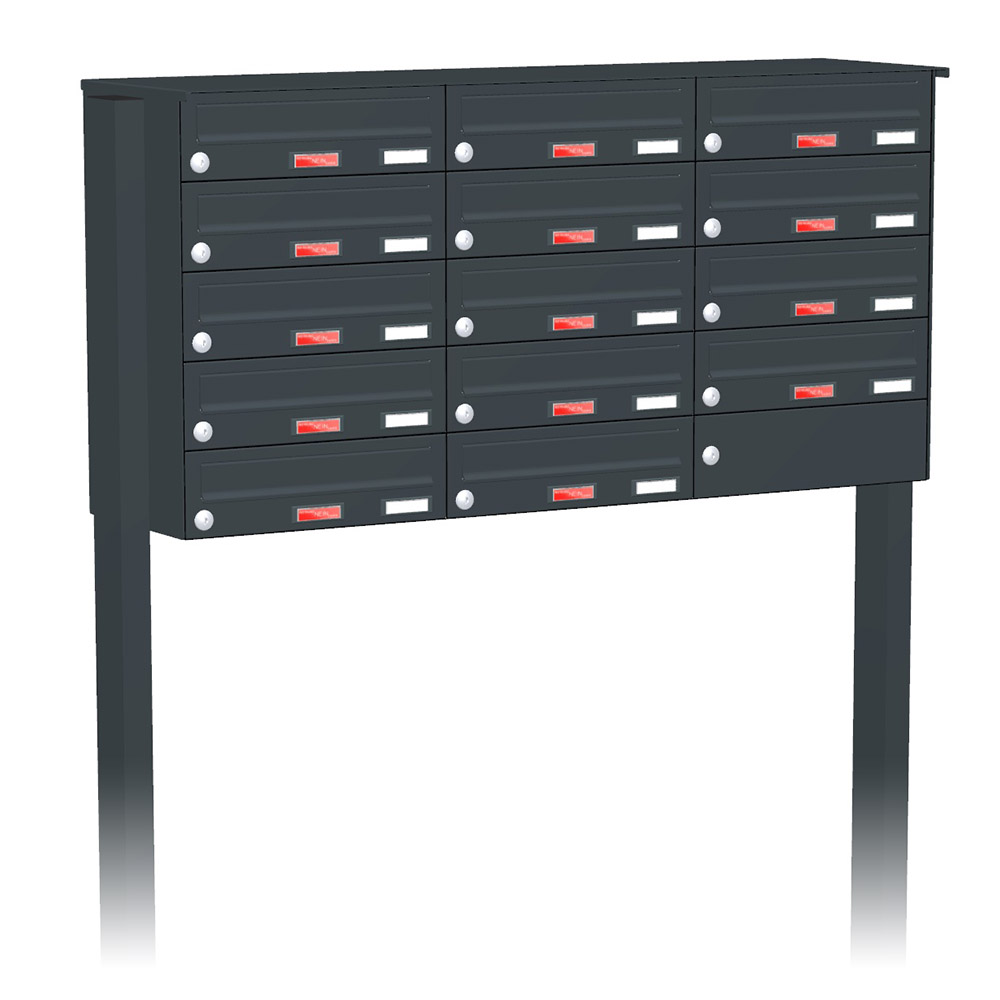 Briefkastenanlage | Freistehend | 14-fach | Waagerecht | Farbe