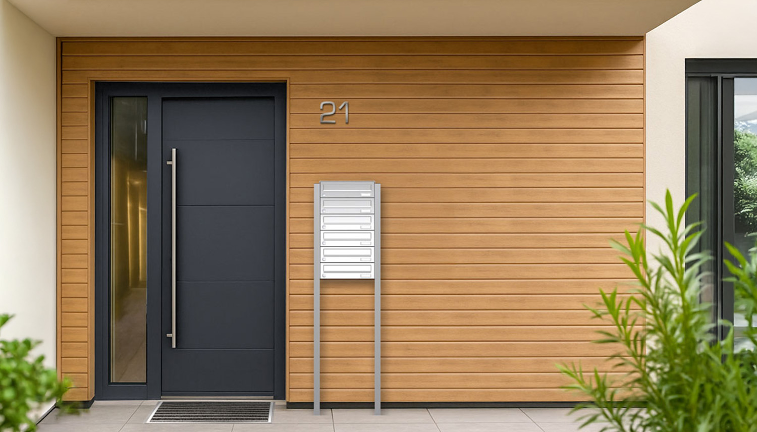 Briefkastenanlage | Freistehend | 6-fach | Waagerecht | Edelstahl