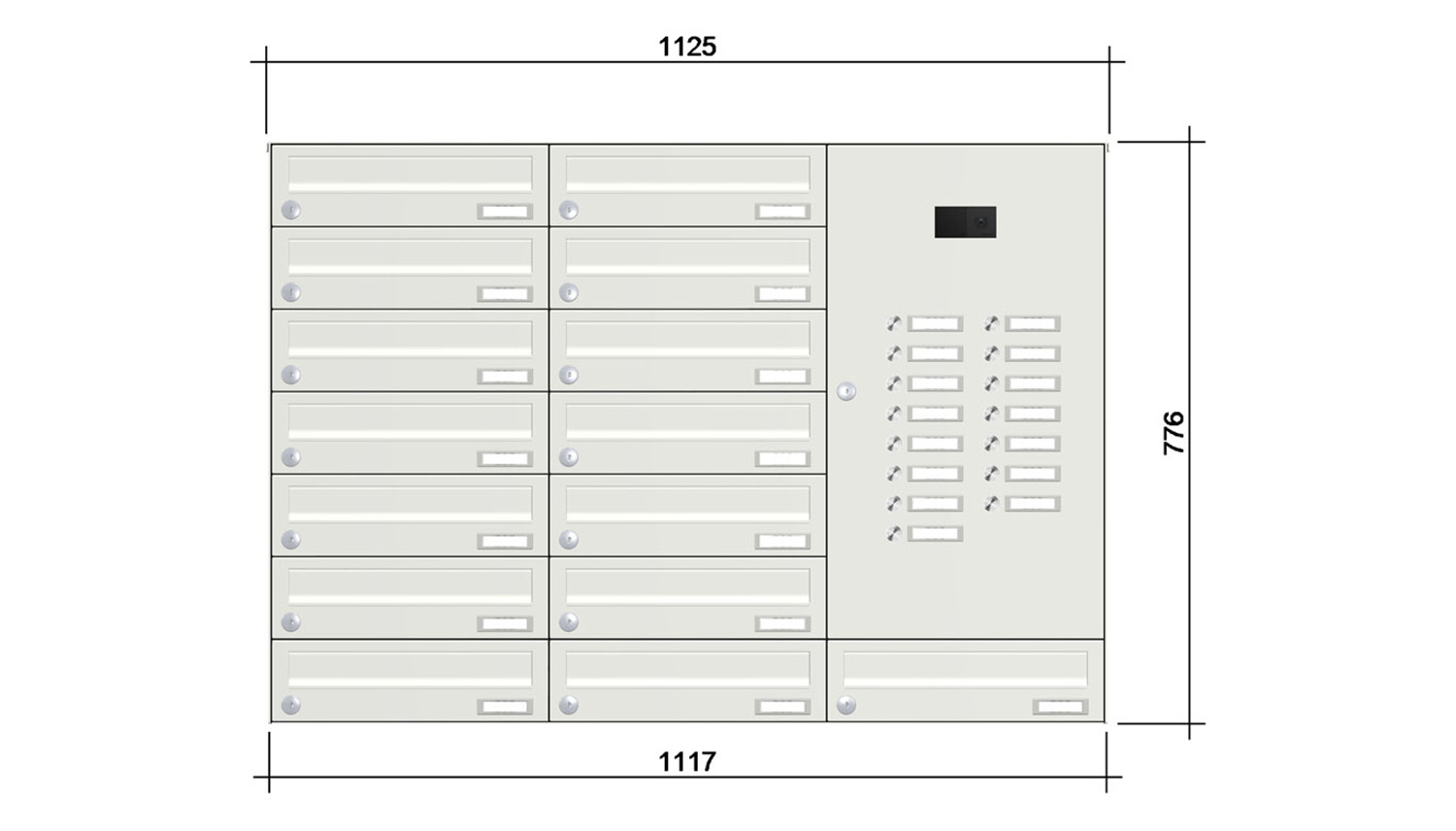 Briefkastenanlage | Aufputz | 15-fach | Waagerecht | Audio | Video | Farbe