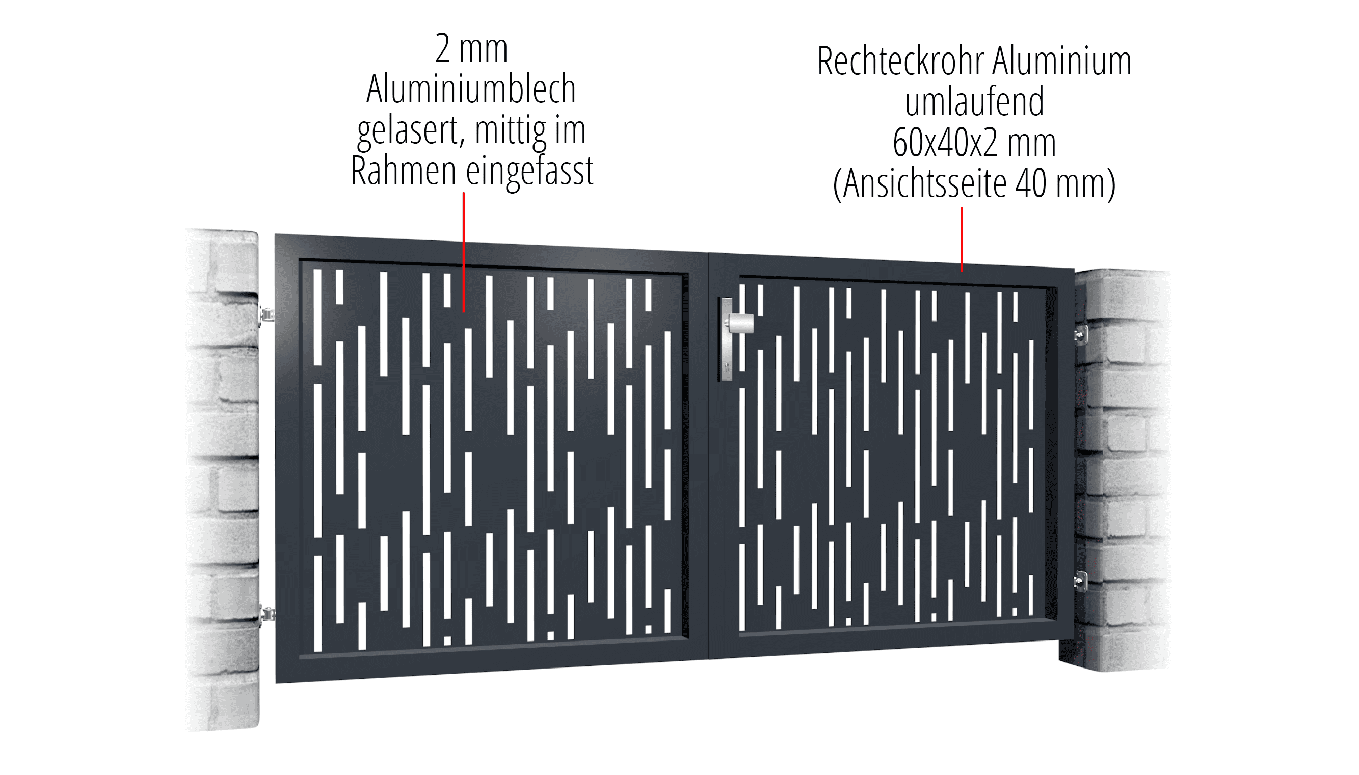 Tuinpoort aluminium 2-vleugelig lasergesneden ontwerp SF VE