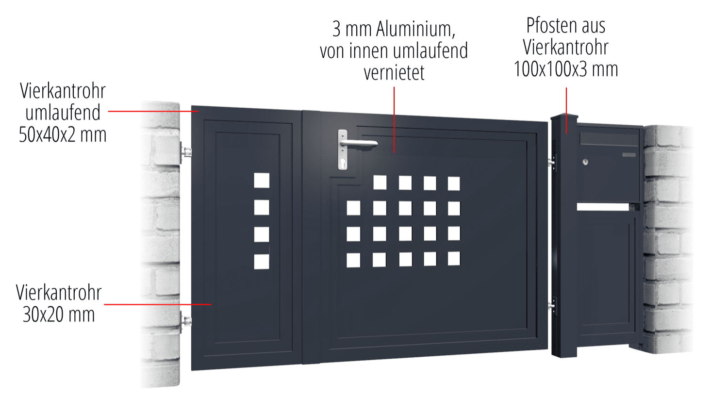 Tuindeur aluminium 2-vleugelig privacyscherm QLR, GE, BK