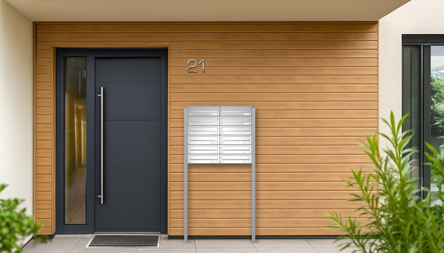 Briefkastenanlage | Freistehend | 12-fach | Waagerecht | Edelstahl