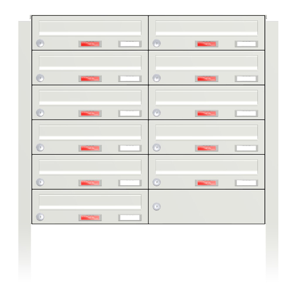 Briefkastenanlage | Freistehend | 11-fach | Waagerecht | Farbe