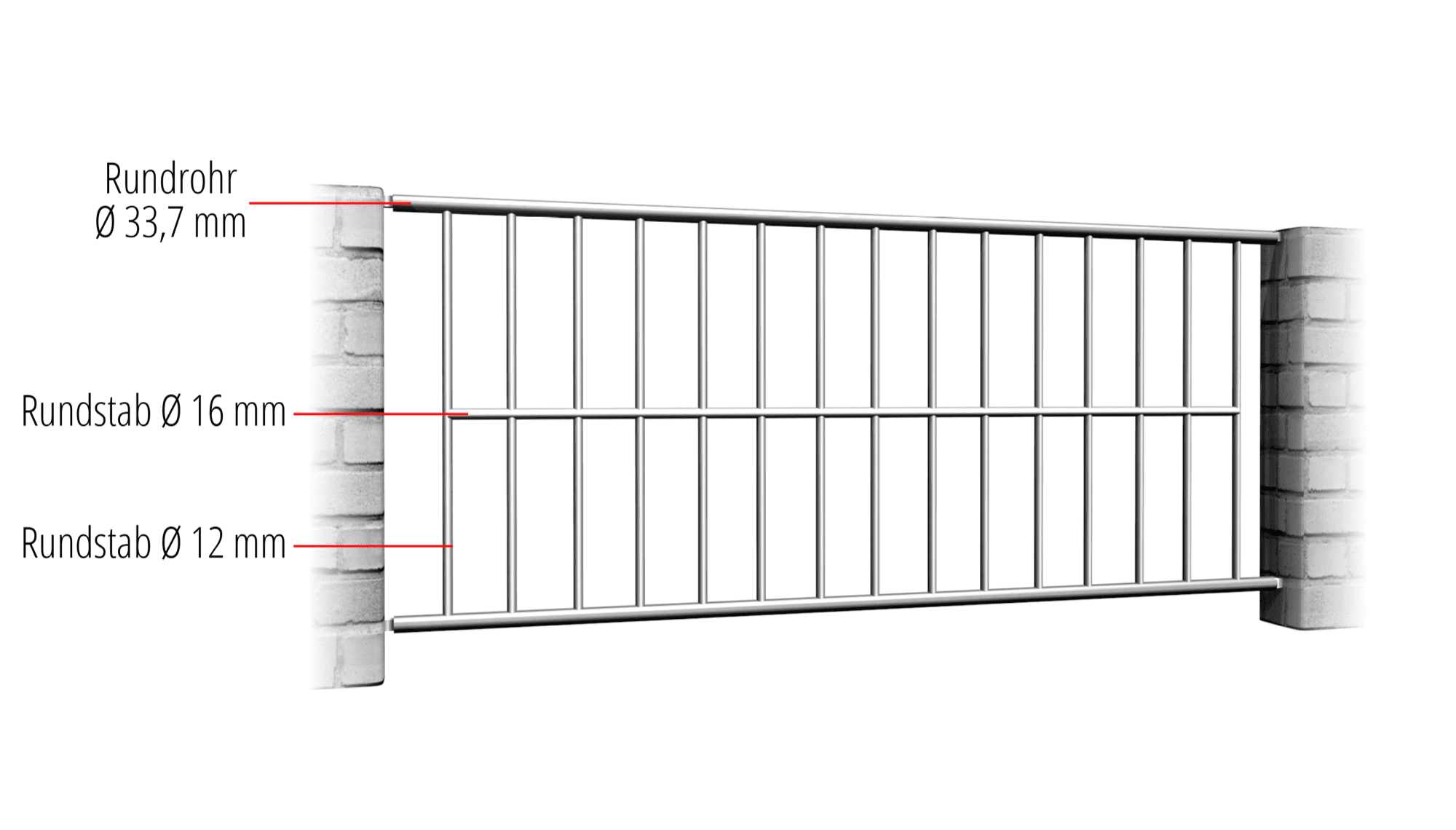 Tuinafscheiding roestvrij staal verticale stang, GE