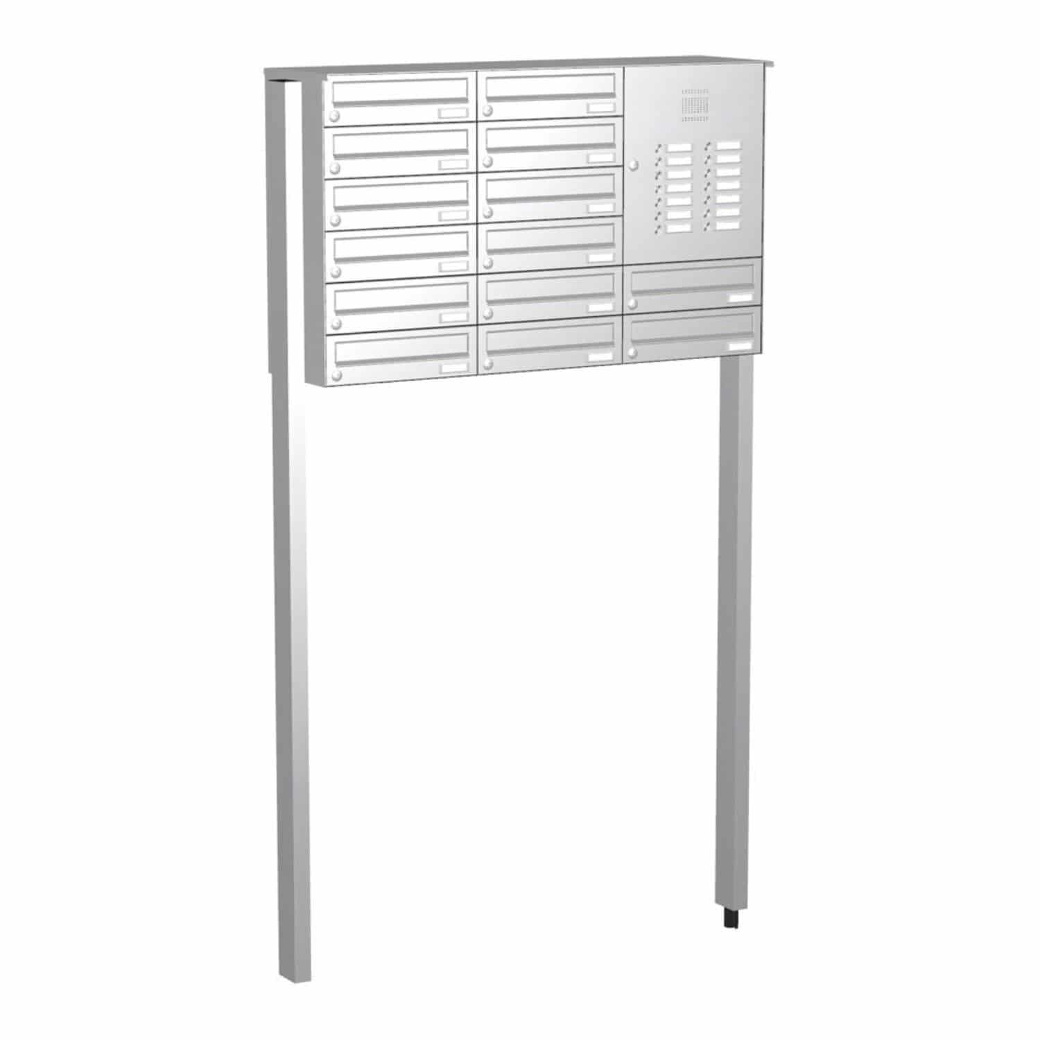 Briefkastenanlage | Freistehend | 14-fach | Waagerecht | Audio | Video | Edelstahl