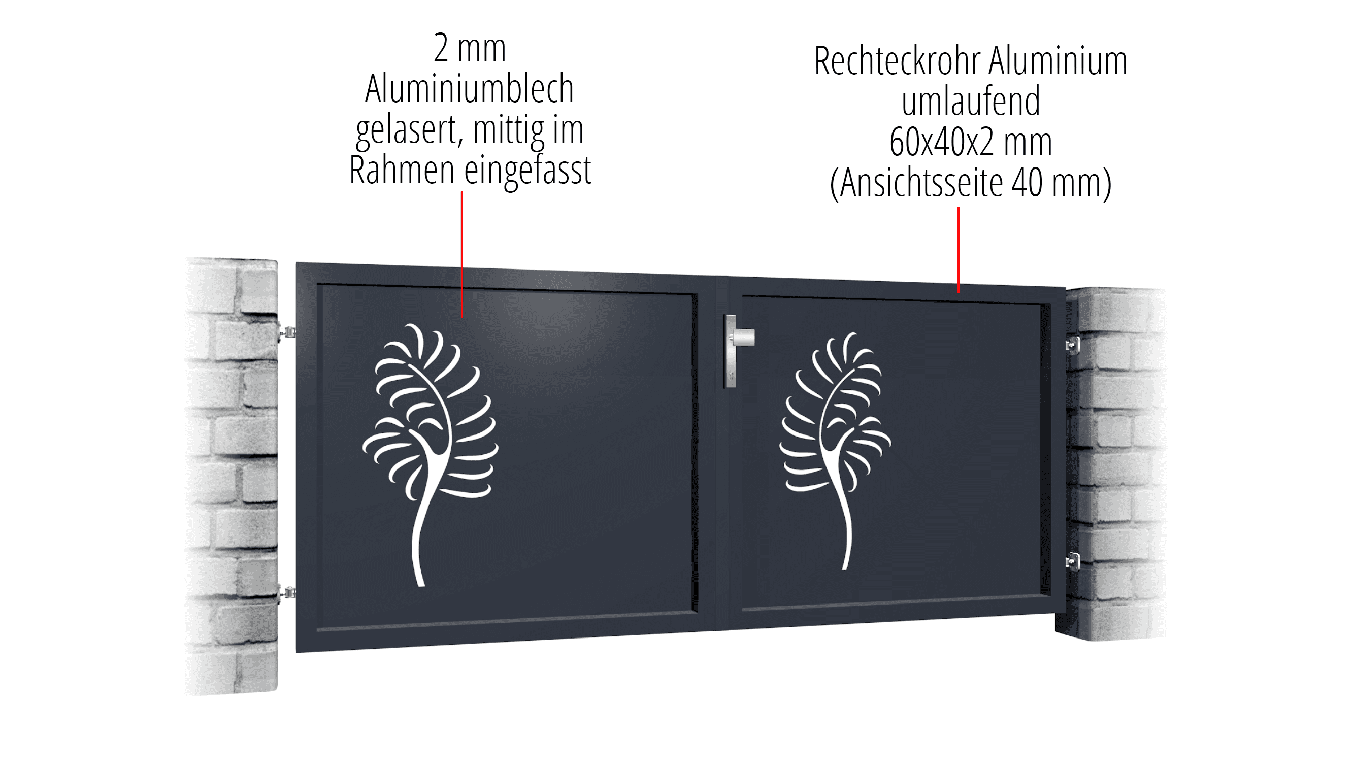 Tuinpoort aluminium 2-vleugelig privacyscherm PF, GE