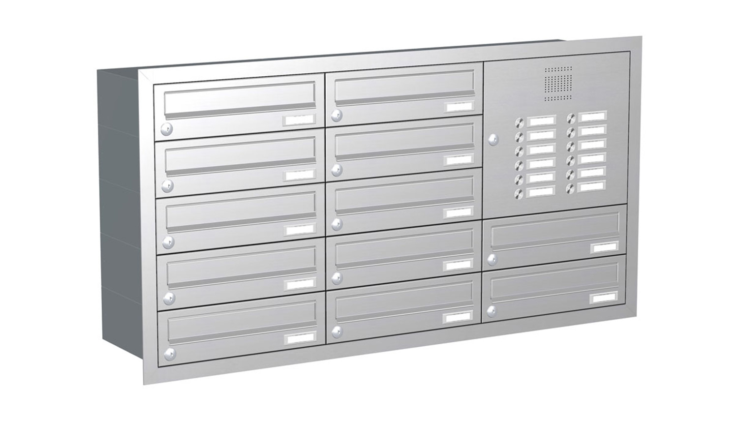 Briefkastenanlage | Unterputz | 12-fach | Waagerecht | Audio | Video | Edelstahl