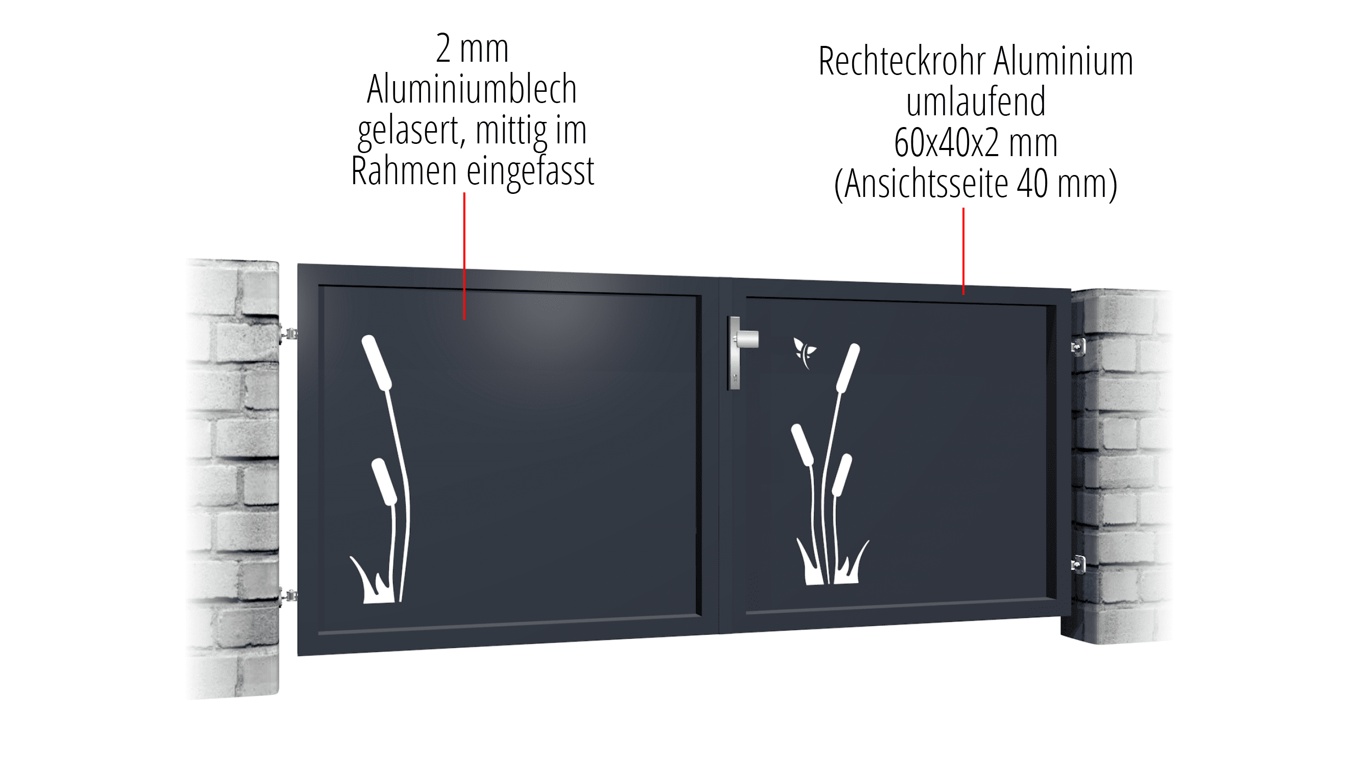 Tuinpoort aluminium 2-vleugelig privacyscherm SF, GE