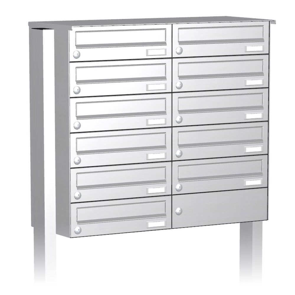 Briefkastenanlage | Freistehend | 11-fach | Waagerecht | Edelstahl