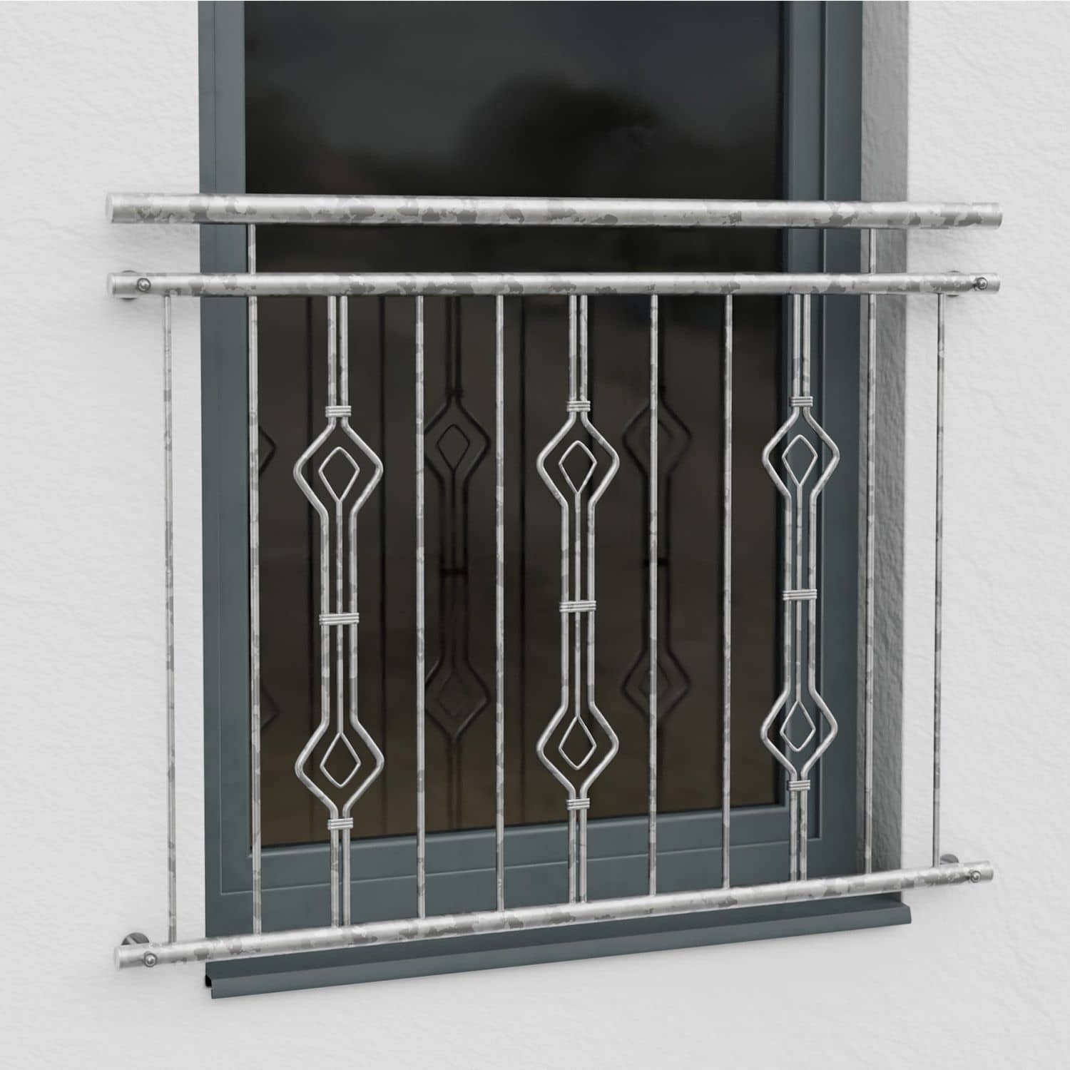 Frans balkon verzinkt zandloper driedubbel ornament 