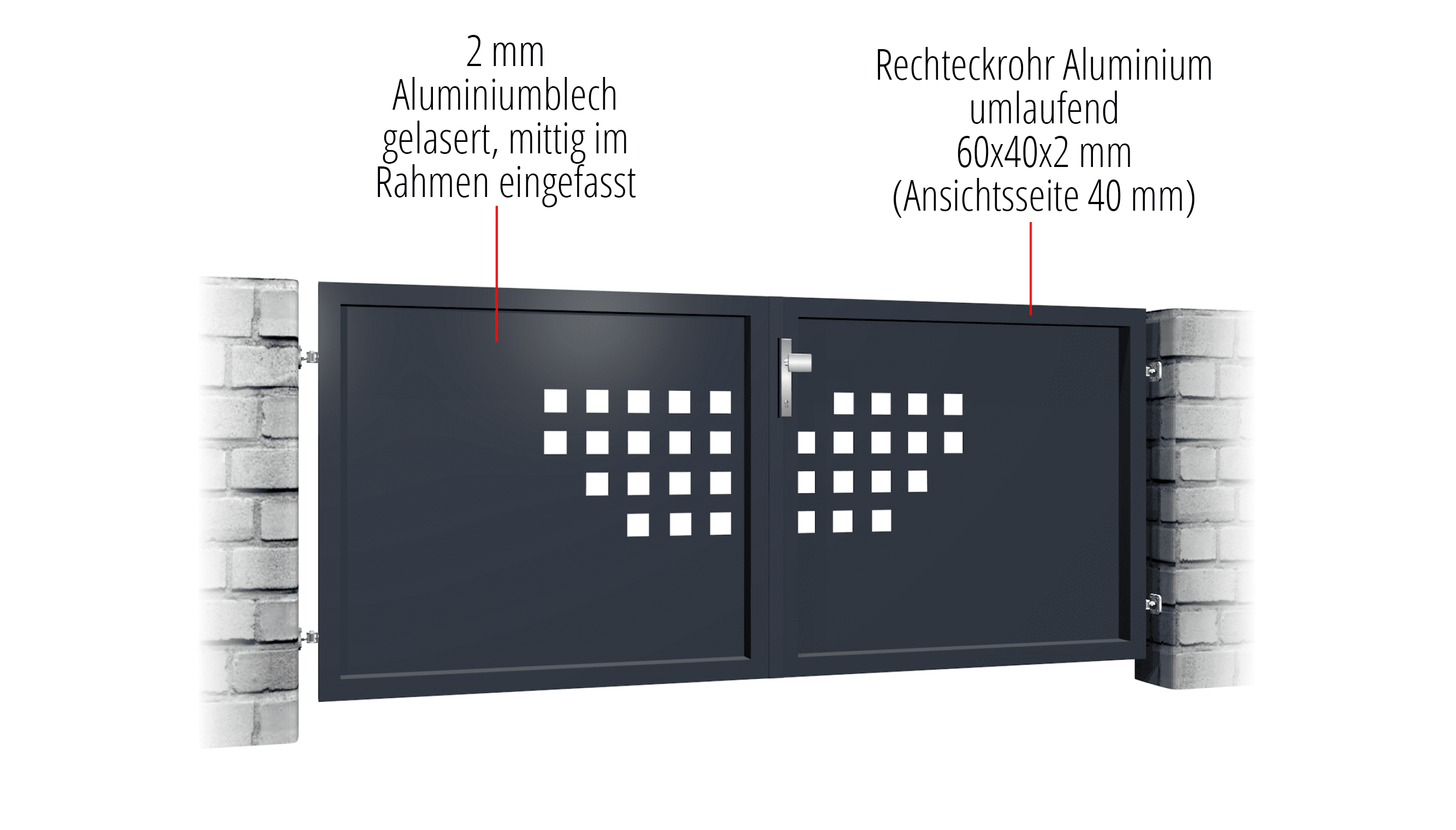 Tuinpoort aluminium 2-vleugelig privacyscherm QLH, GE