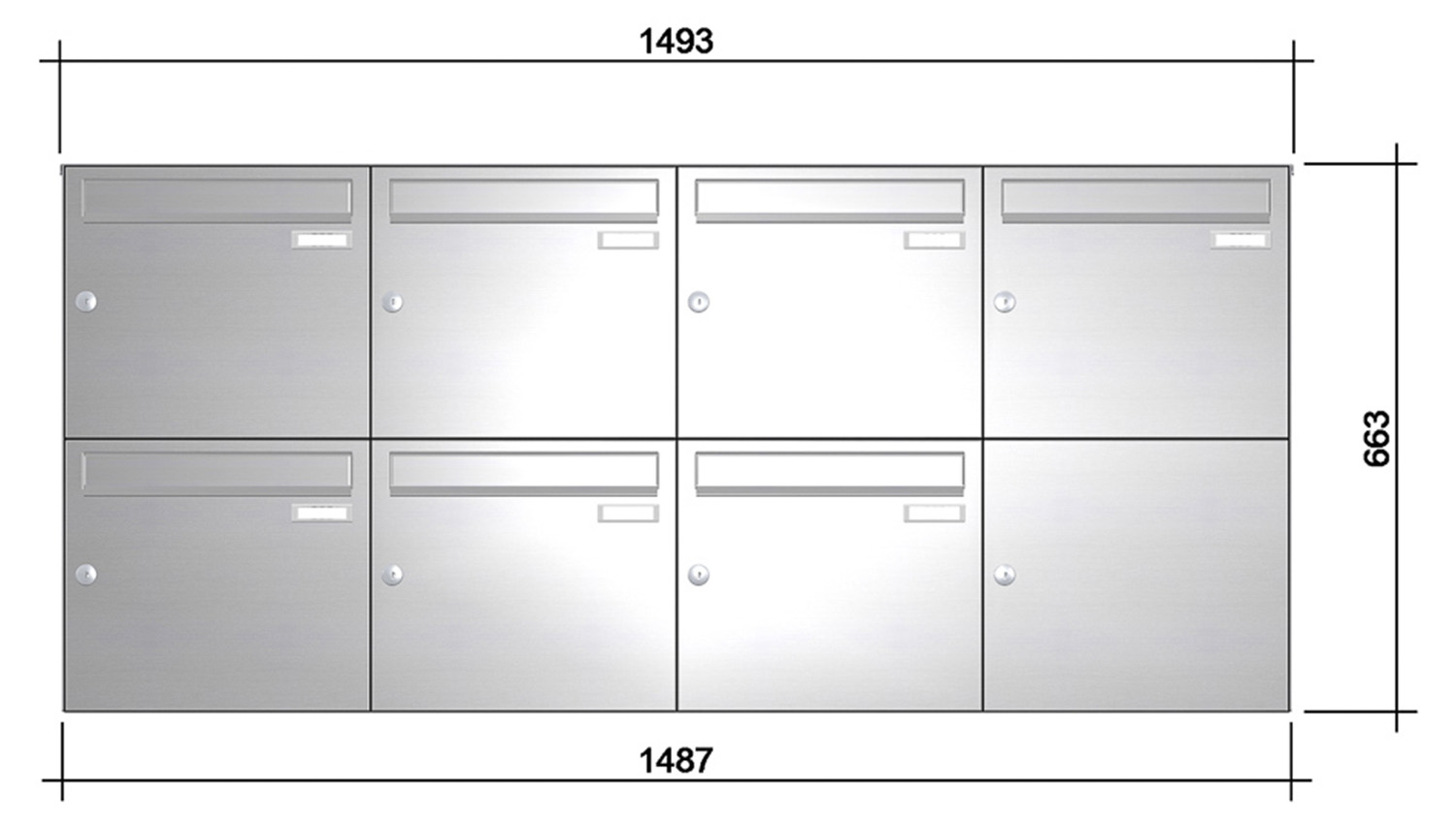 Briefkastenanlage | Aufputz | 7-fach | Senkrecht | Edelstahl