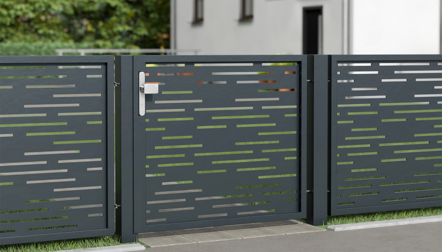Tuindeur aluminium 1-vleugelig lasergesneden ontwerp SF HO