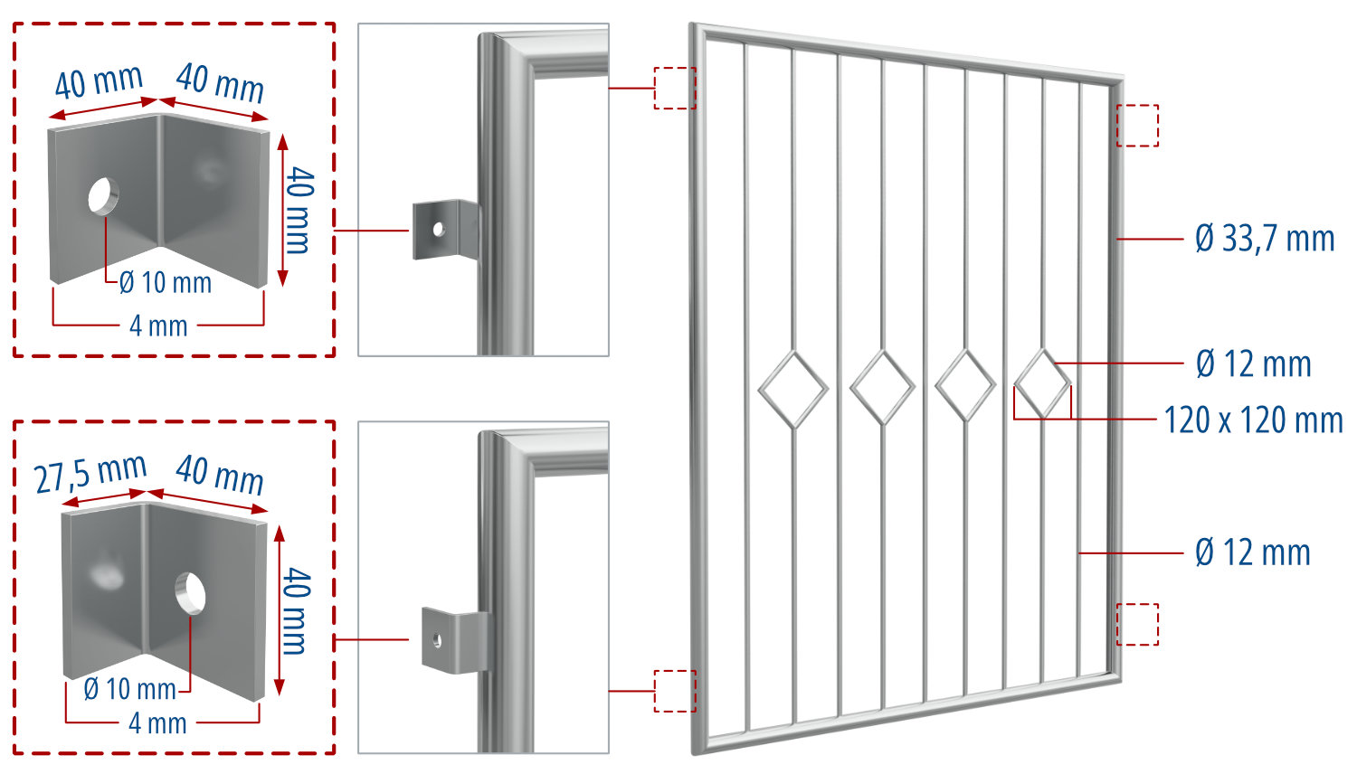 Traliewerk roestvrij staal check bar 