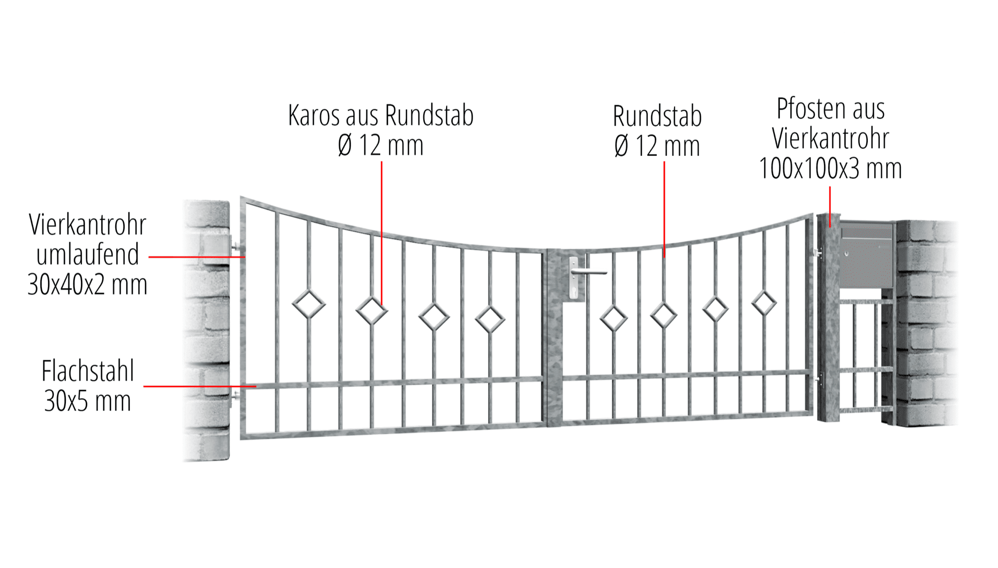 Tuinpoort verzinkt 2-vleugelig Check Bar, UB, BK