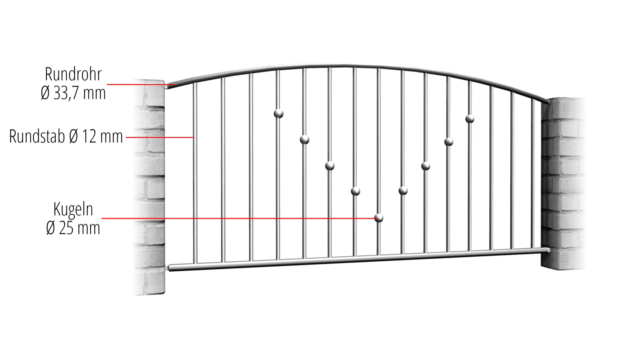 Tuinafscheiding roestvrij staal V-ballen, OB