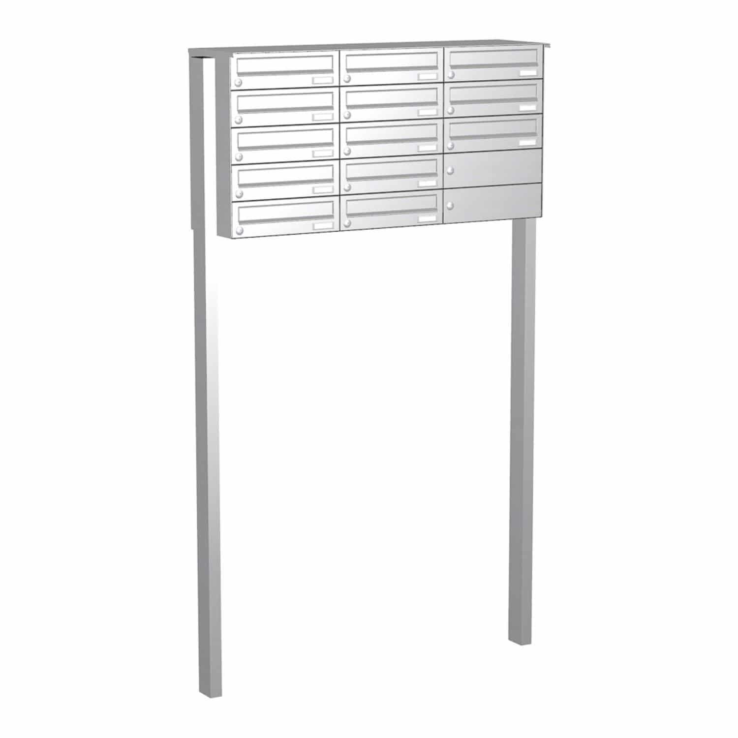 Briefkastenanlage | Freistehend | 13-fach | Waagerecht | Edelstahl