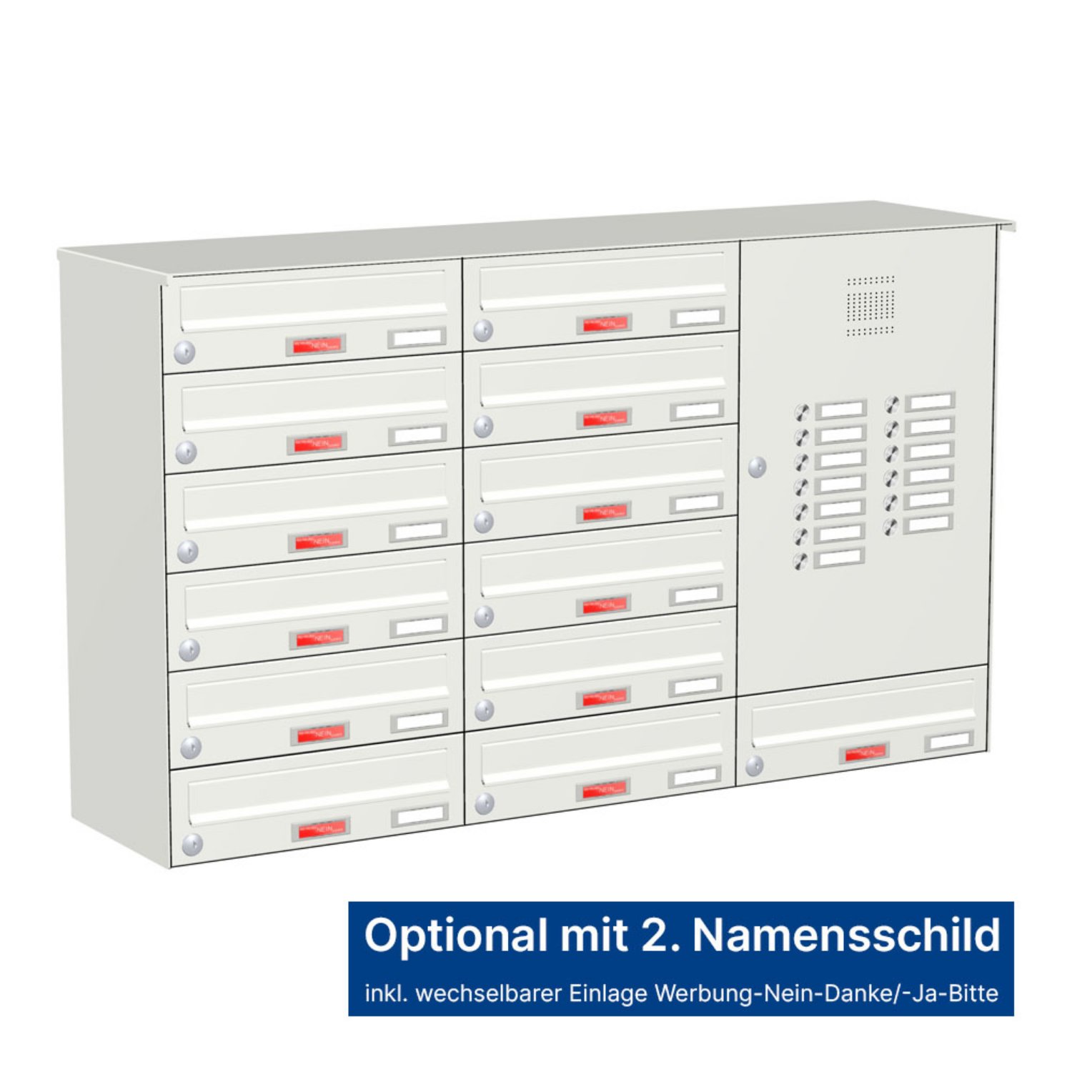 Briefkastenanlage | Aufputz | 13-fach | Waagerecht | Audio | Video | Farbe