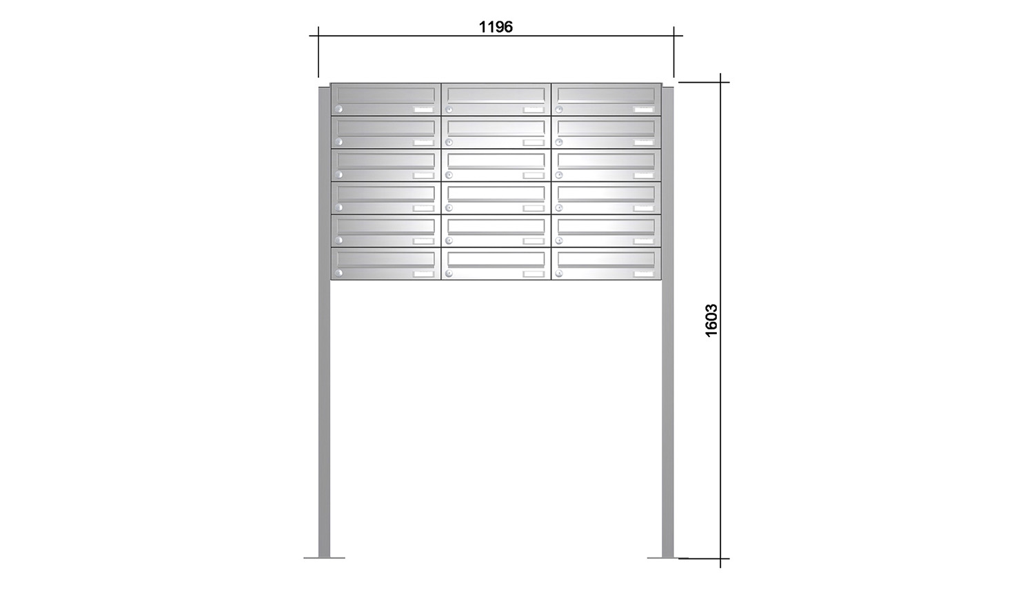 Briefkastenanlage | Freistehend | 18-fach | Waagerecht | Edelstahl