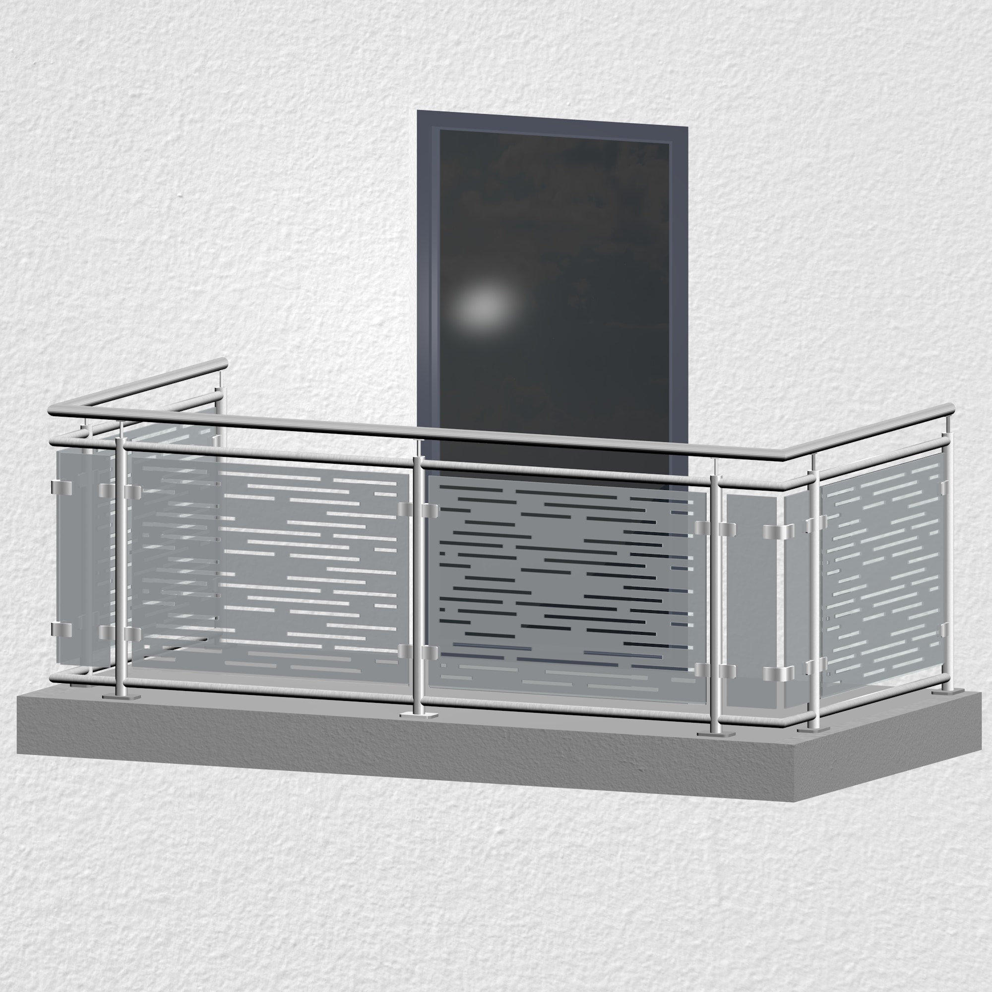 Balkonhek roestvrij staal ontwerp glas SF HO