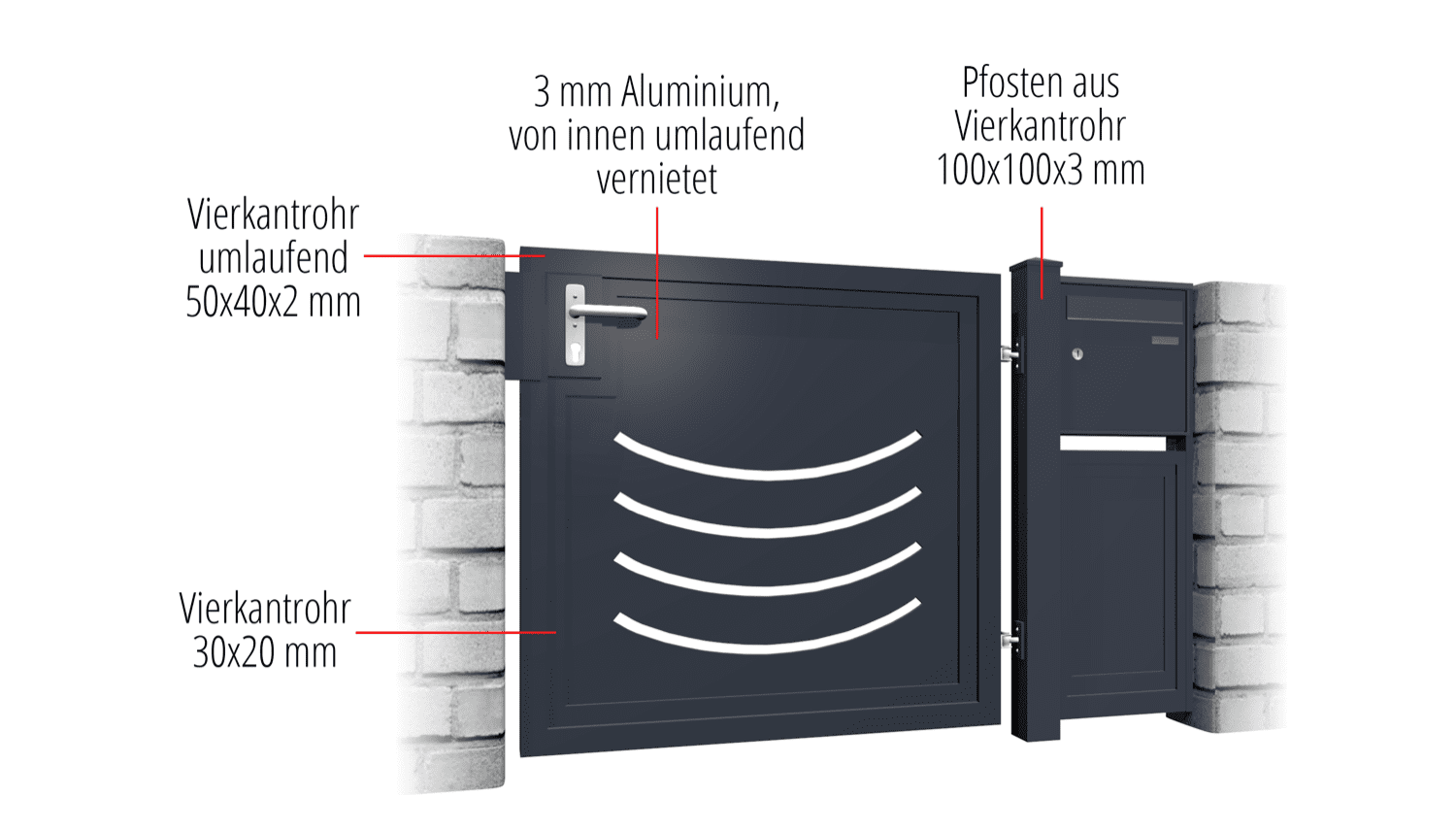 Tuindeur aluminium 1-vleugelig privacyscherm SN, GE, BK