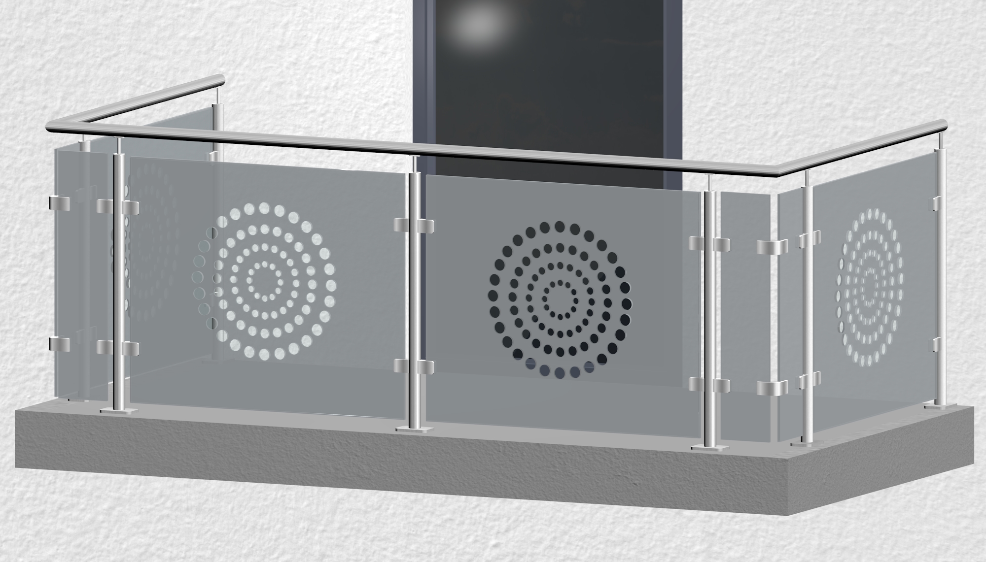 Balkonhek roestvrij staal ontwerp glas KR MO