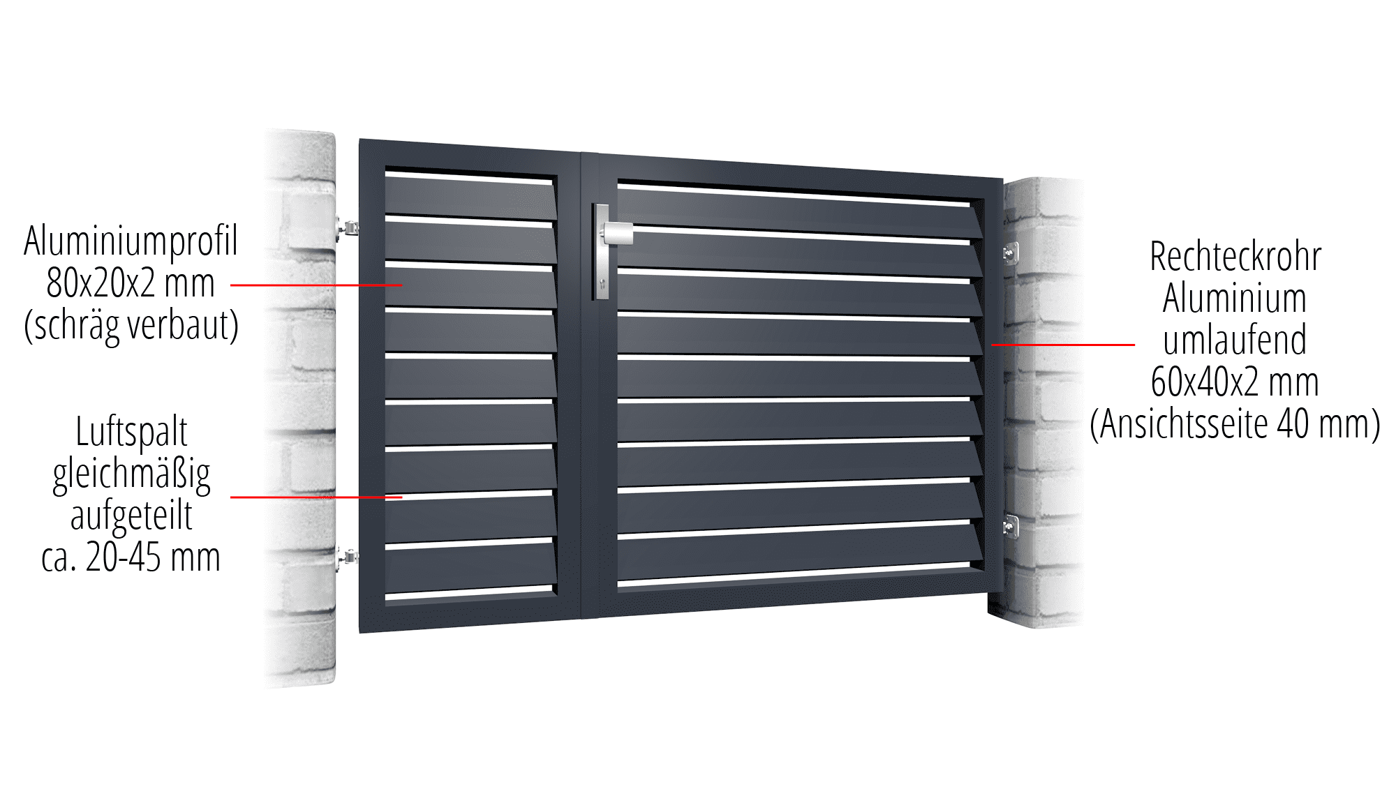 Tuindeur aluminium 2-vleugelig privacyscherm, GE