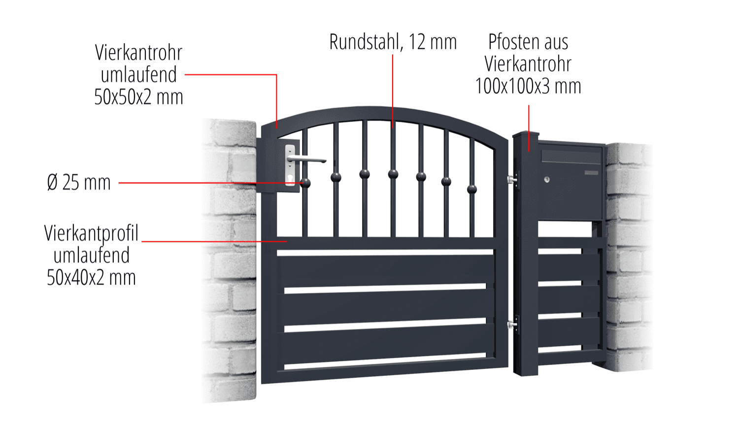 Tuindeur aluminium 1-vleugelig privacyscherm KSKR, OB, BK