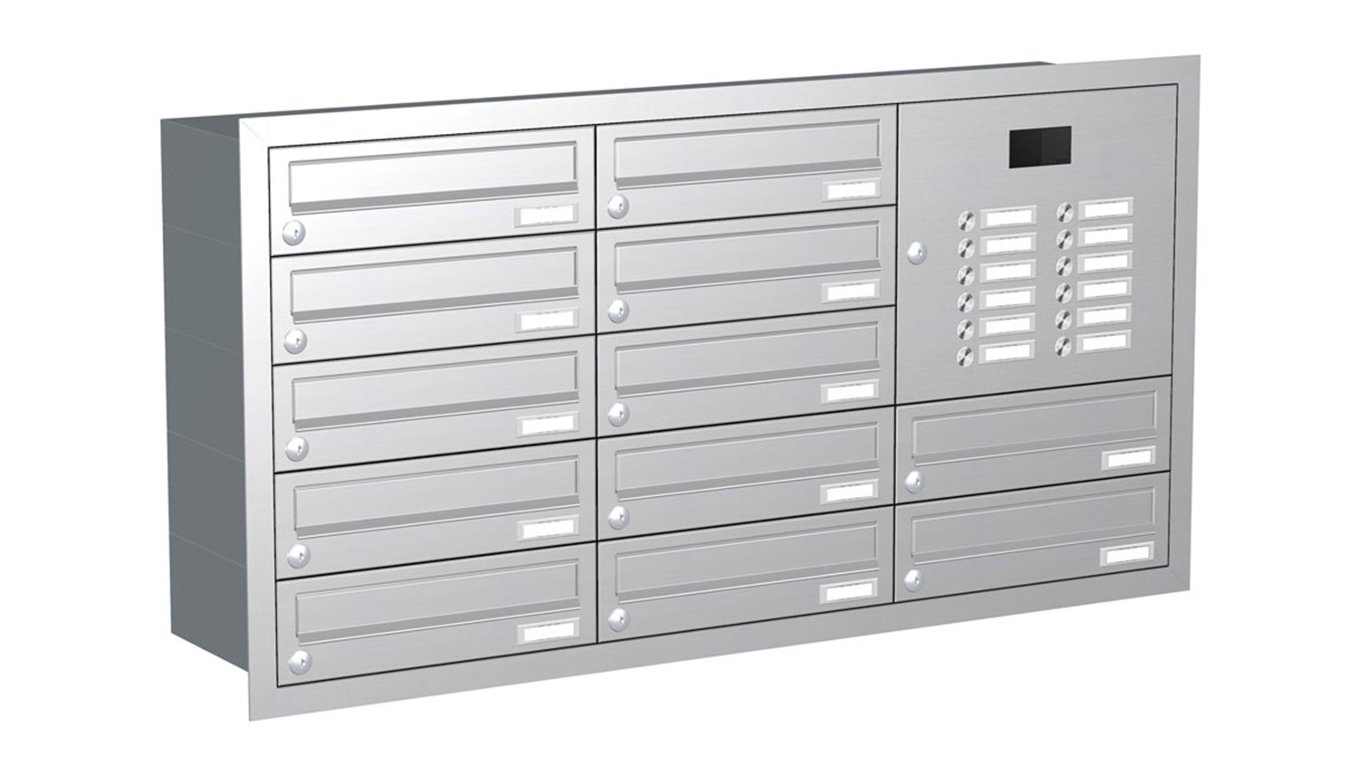 Briefkastenanlage | Unterputz | 12-fach | Waagerecht | Audio | Video | Edelstahl