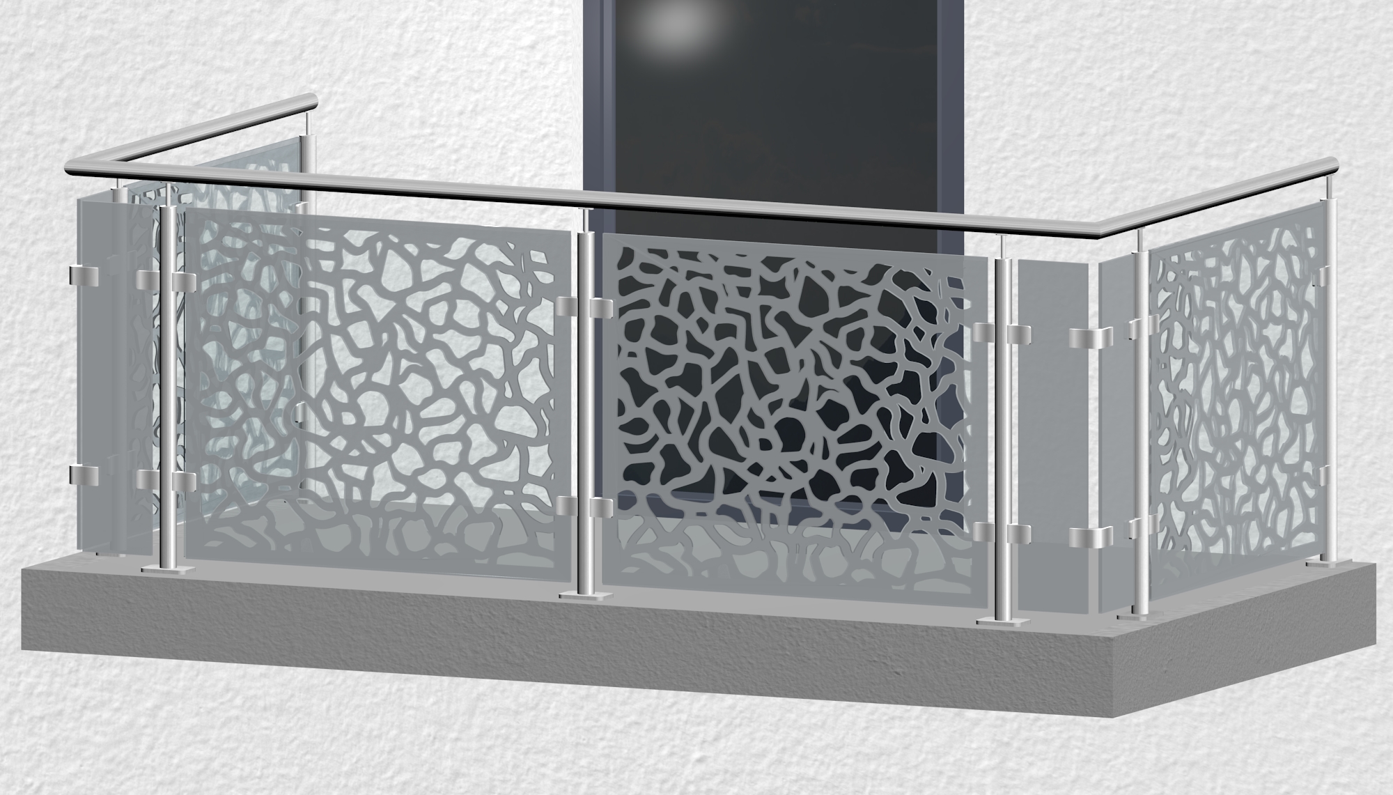 Balkonhek roestvrij staal ontwerp glas AB 2 MO