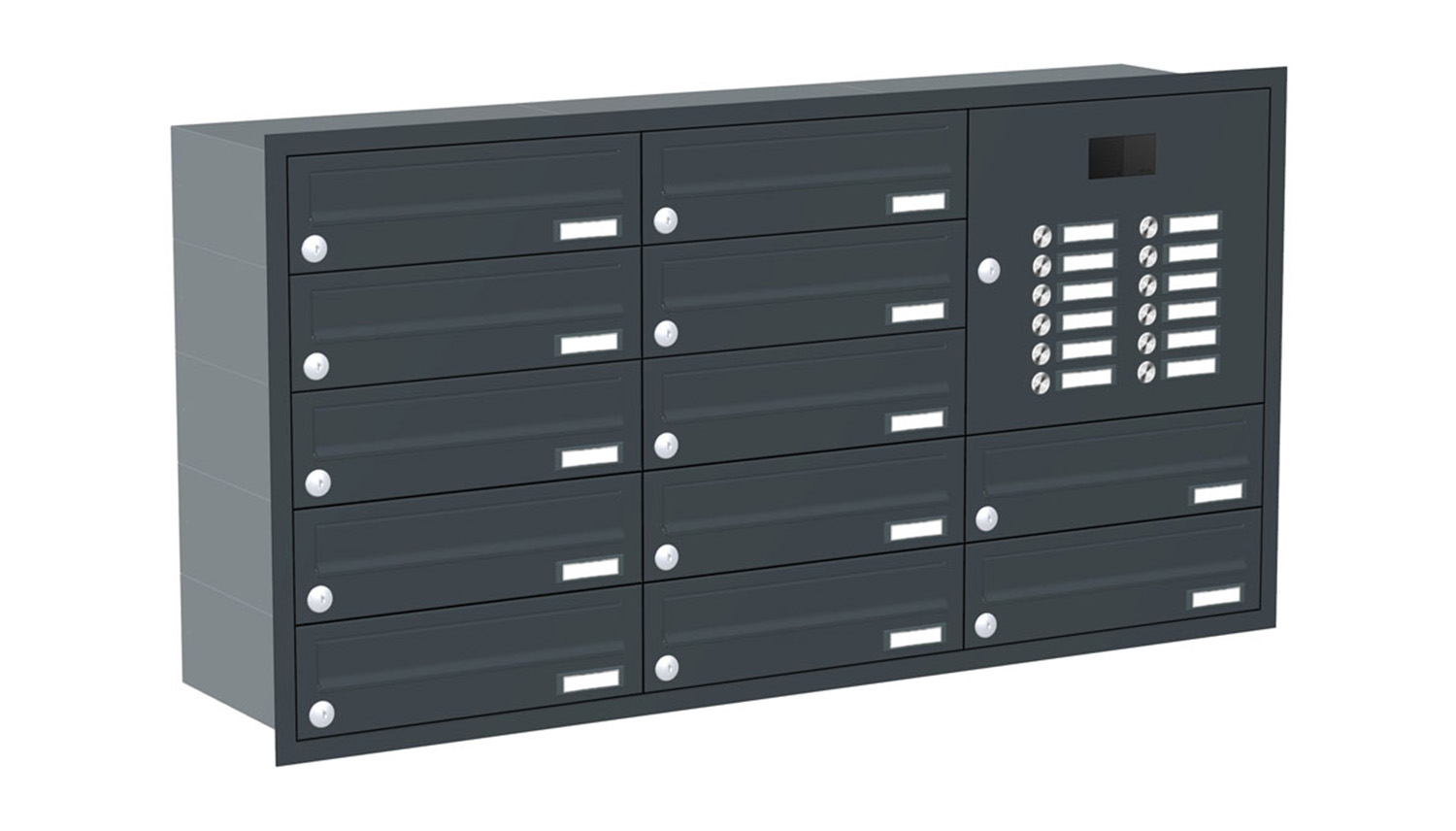 Briefkastenanlage | Unterputz | 12-fach | Waagerecht | Audio | Video | Farbe