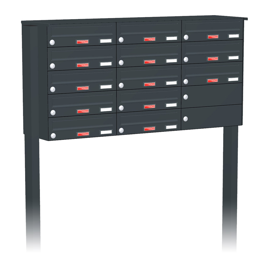 Briefkastenanlage | Freistehend | 13-fach | Waagerecht | Farbe