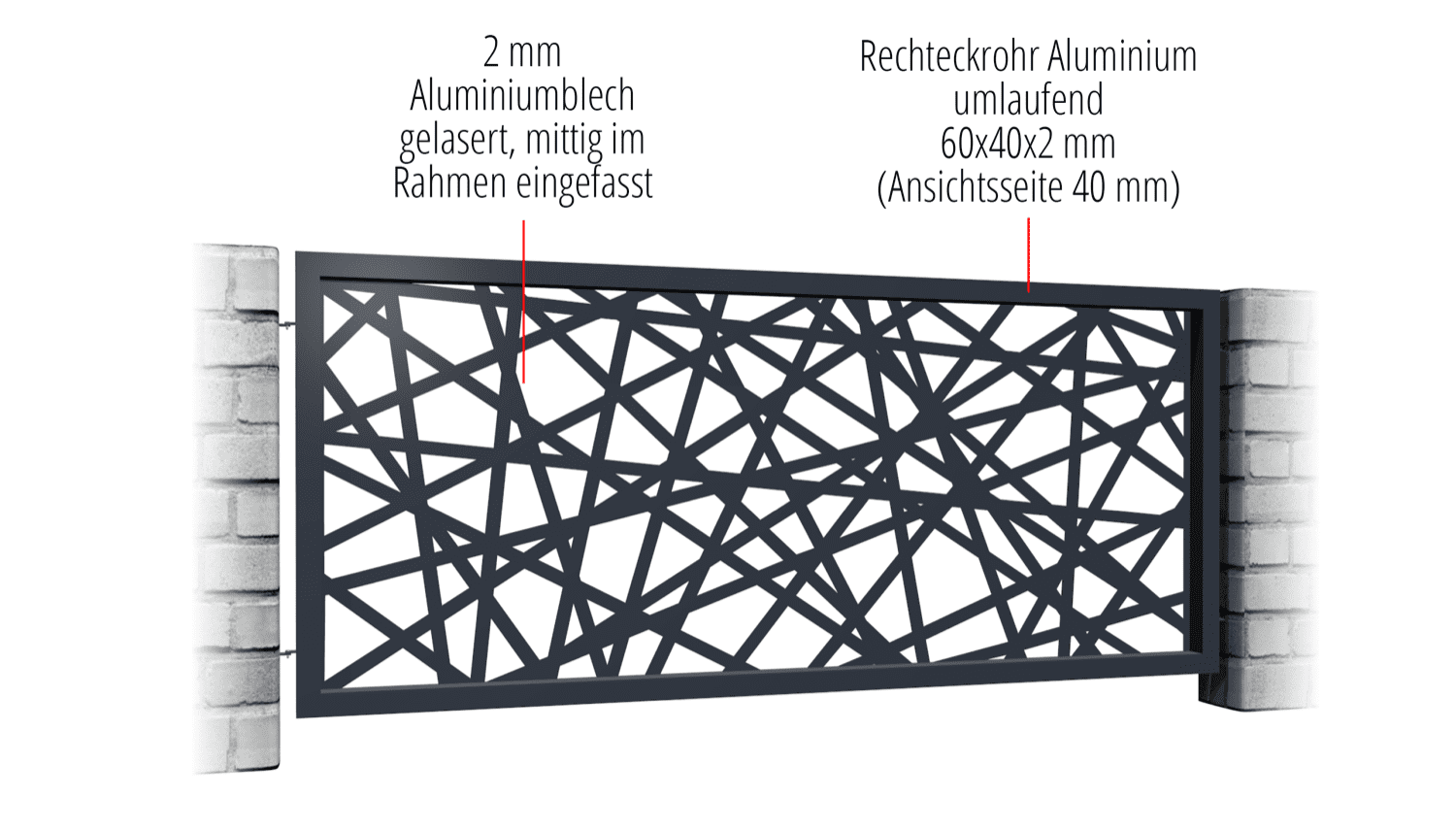 Tuinafscheiding aluminium laser gesneden ontwerp AB 1