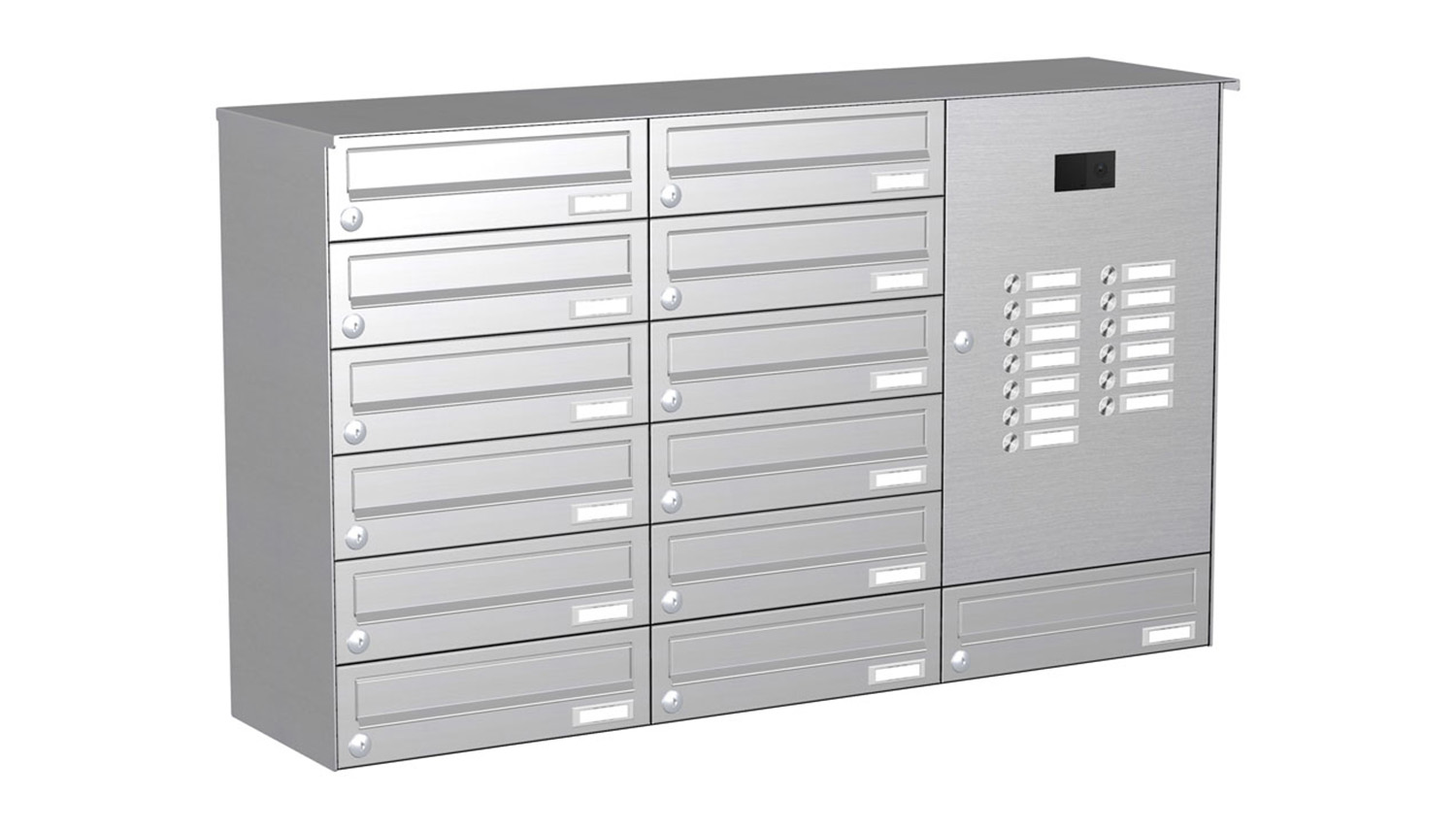 Briefkastenanlage | Aufputz | 13-fach | Waagerecht | Audio | Video | Edelstahl