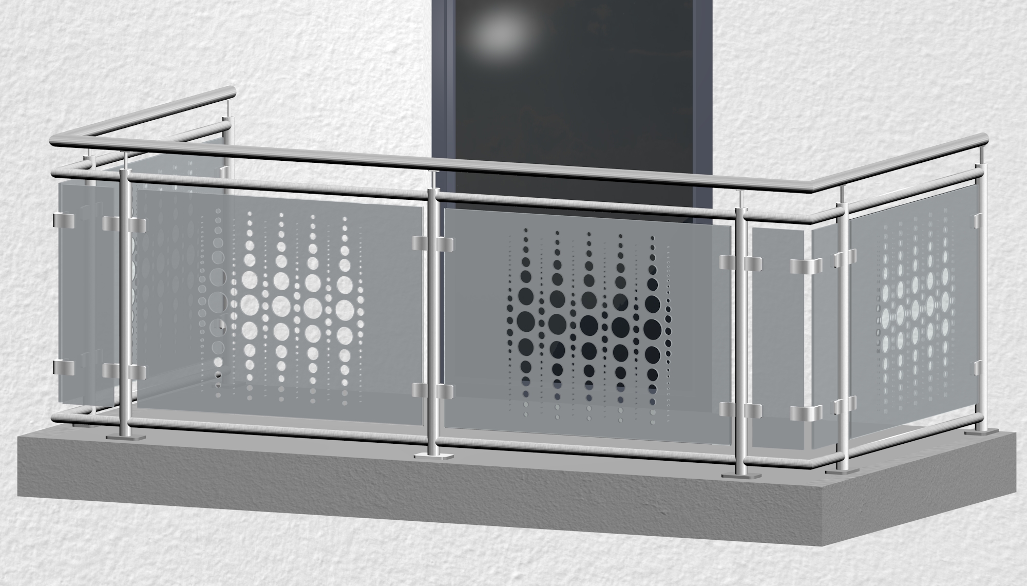 Balkonhek roestvrij staal ontwerp glas PE