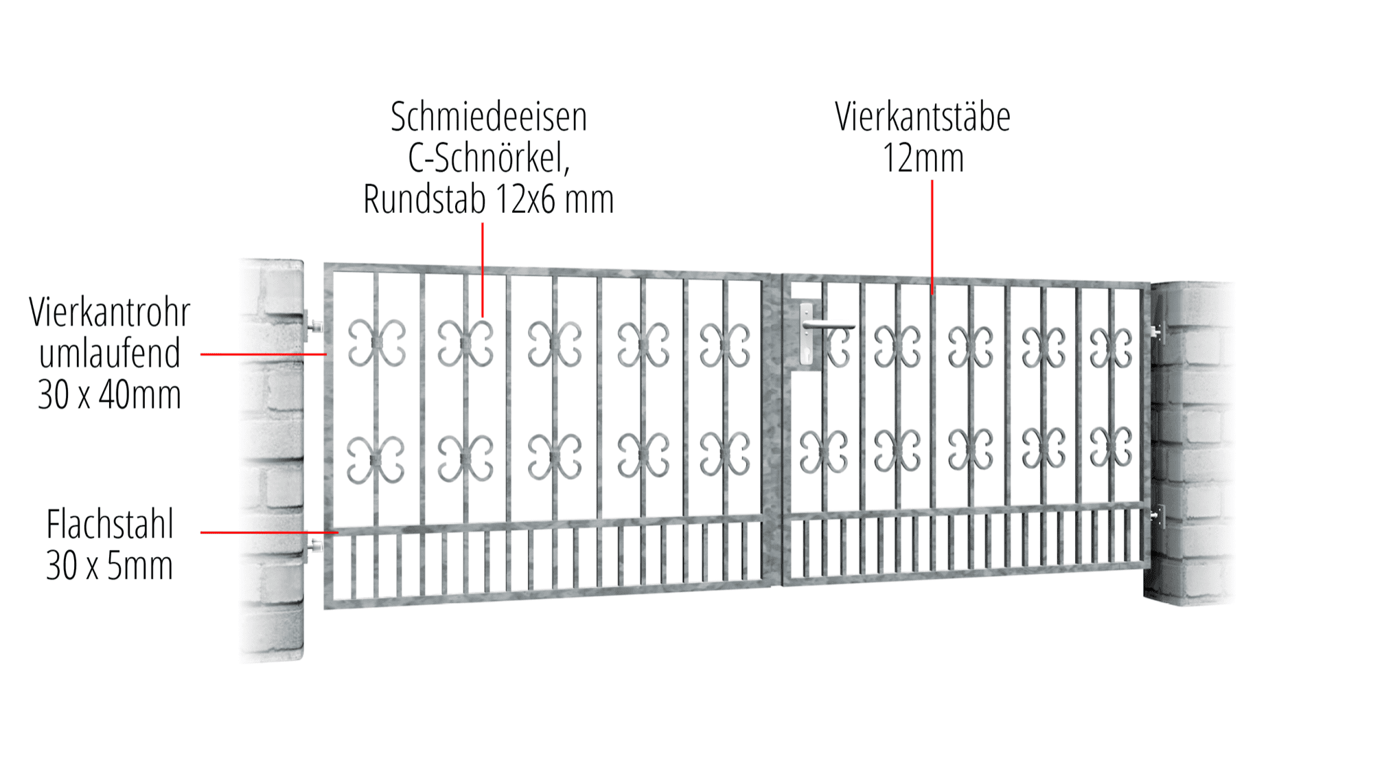 Verzinkte tuinpoort 2-vleugelig Barok, GE