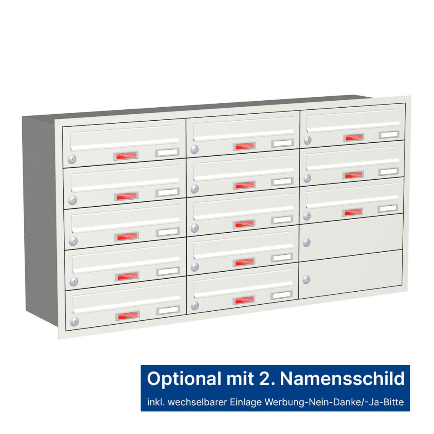 Briefkastenanlage | Unterputz | 13-fach | Waagerecht | Farbe