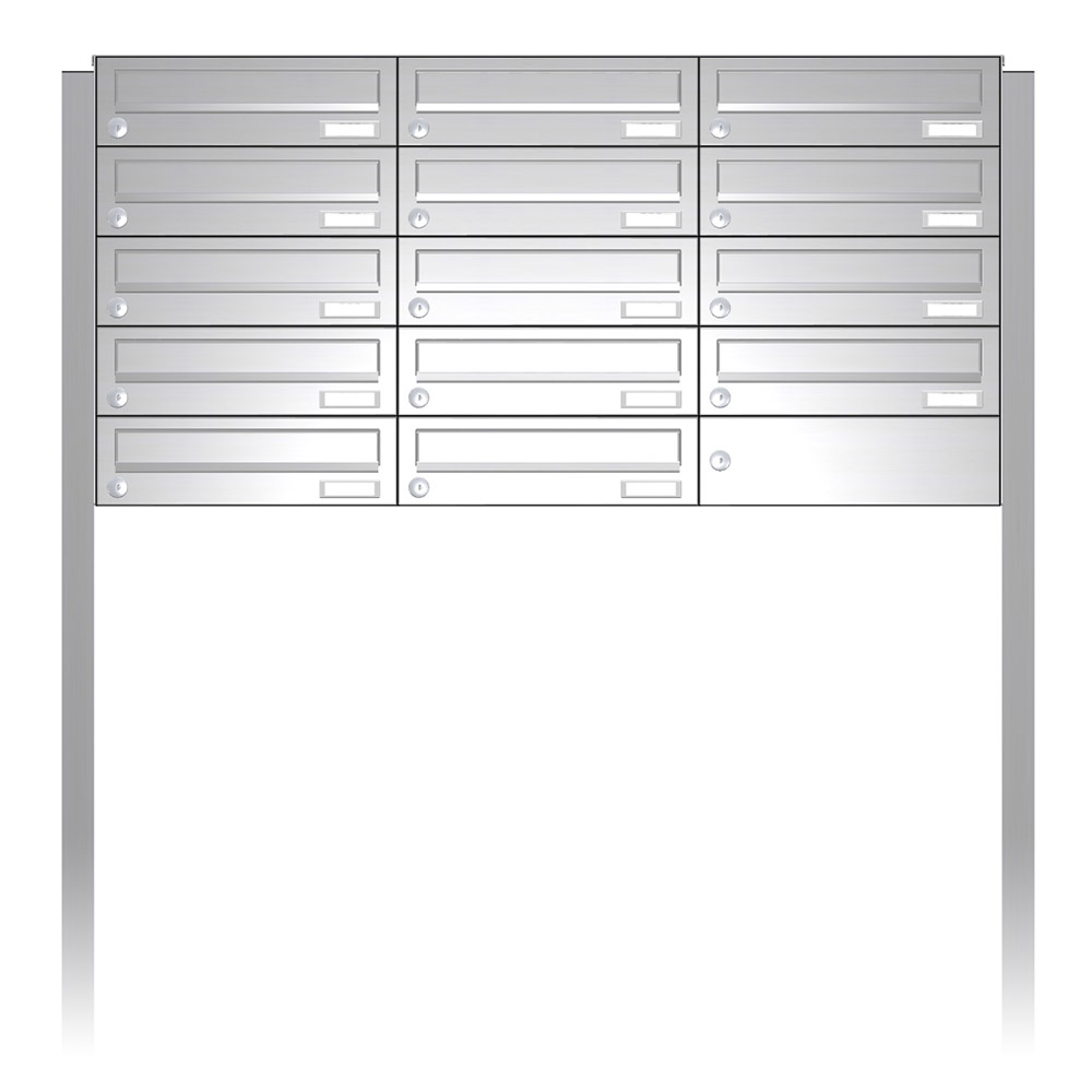 Briefkastenanlage | Freistehend | 14-fach | Waagerecht | Edelstahl