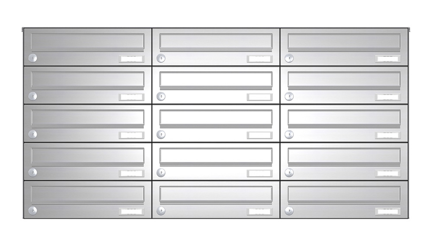 Briefkastenanlage | Aufputz | 15-fach | Waagerecht | Edelstahl