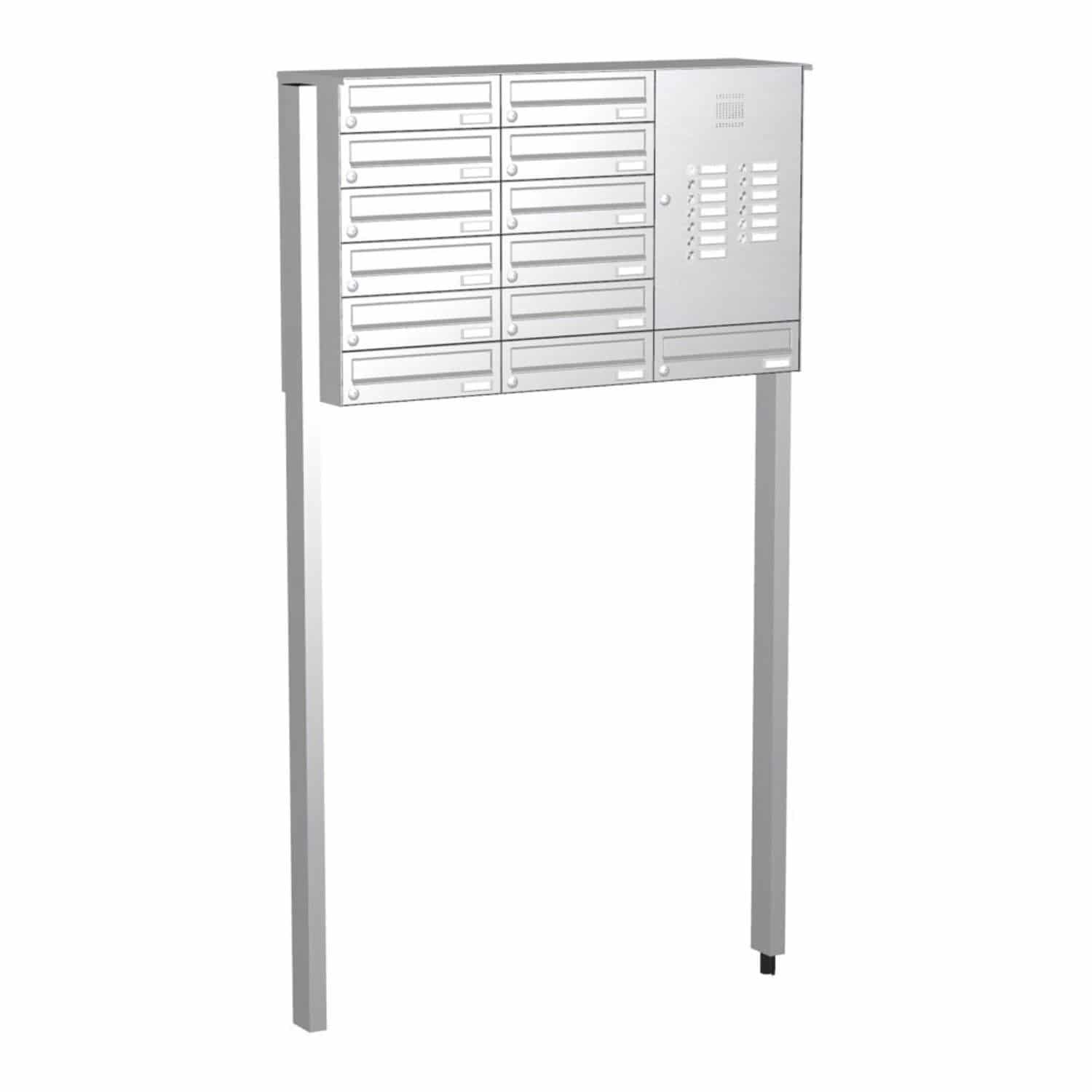 Briefkastenanlage | Freistehend | 13-fach | Waagerecht | Audio | Video | Edelstahl